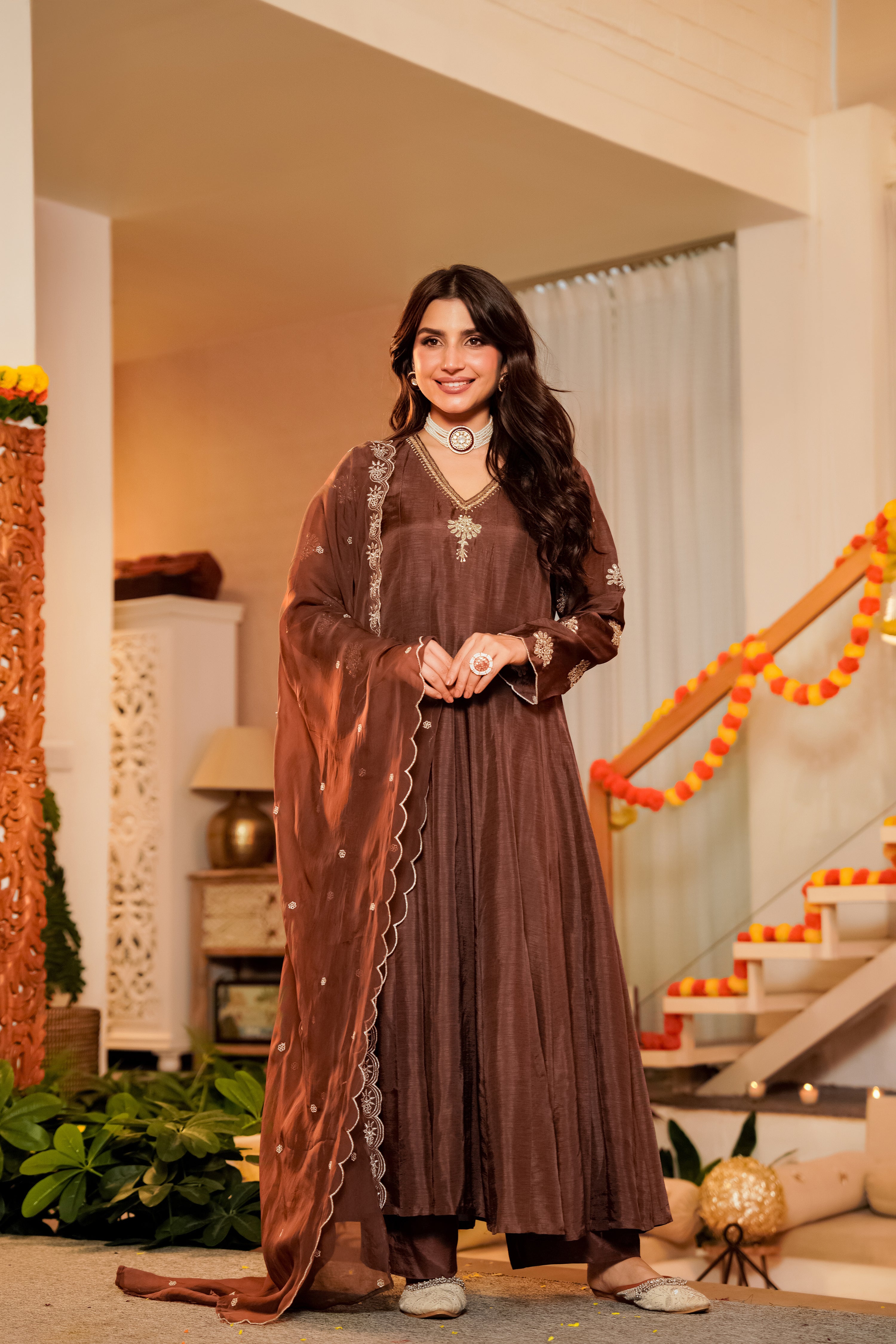 Mocha Royale Satori Silk Suit Set
