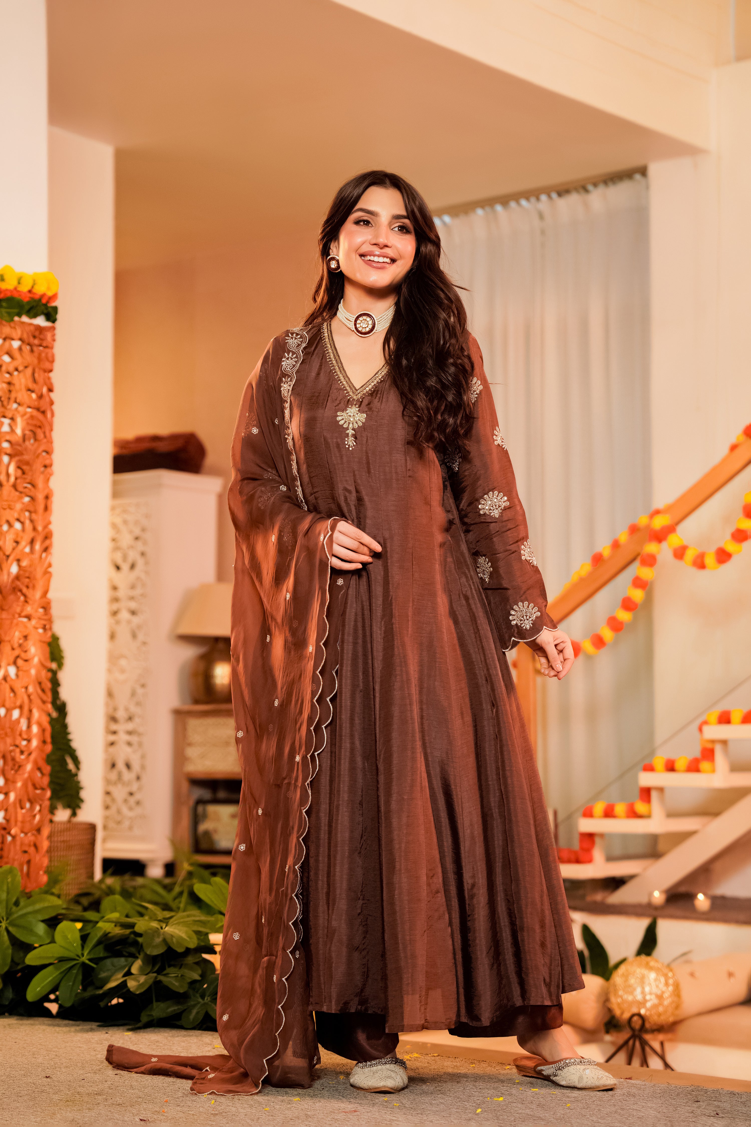 Mocha Royale Satori Silk Suit Set