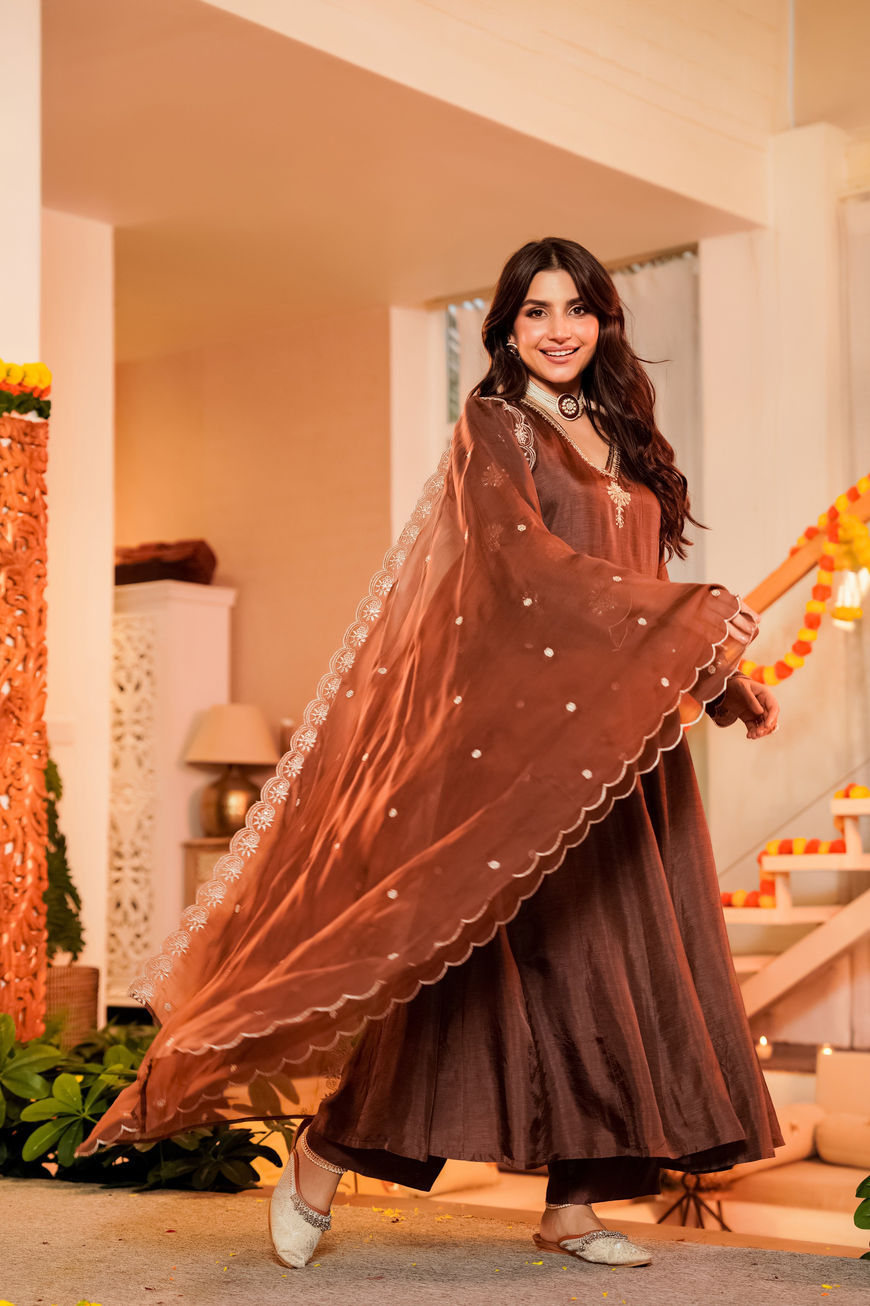 Mocha Royale Satori Silk Suit Set