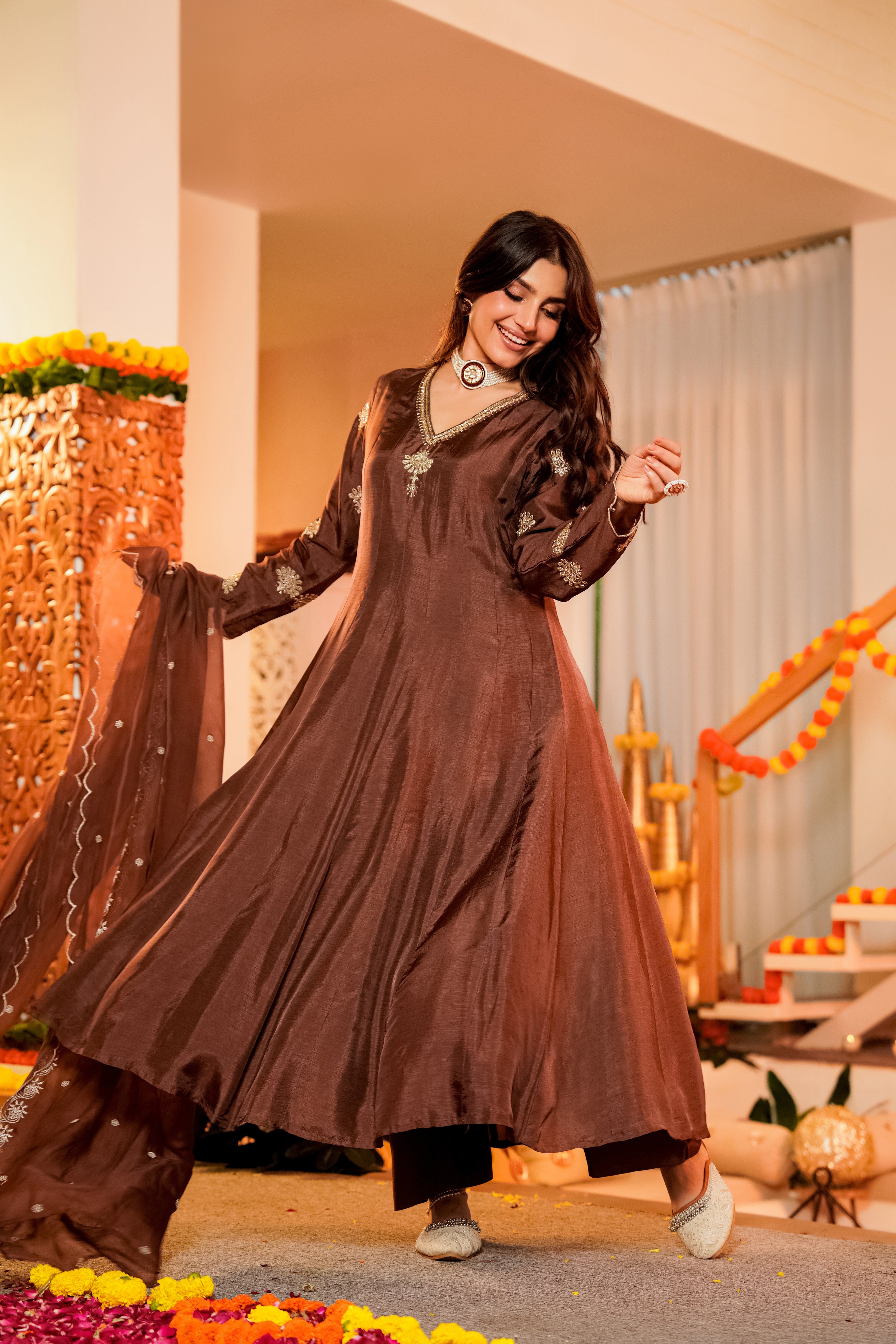 Mocha Royale Satori Silk Suit Set