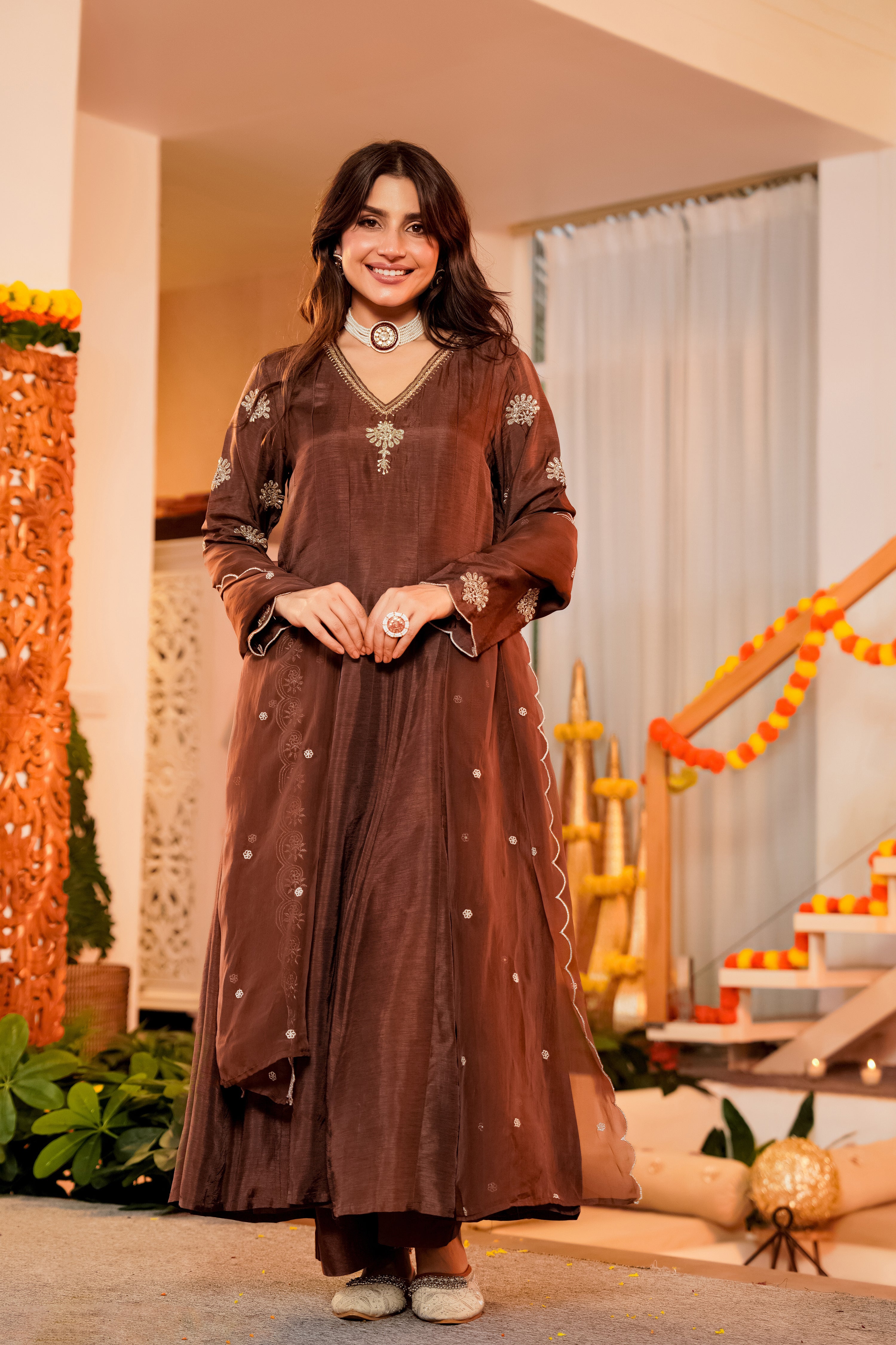 Mocha Royale Satori Silk Suit Set