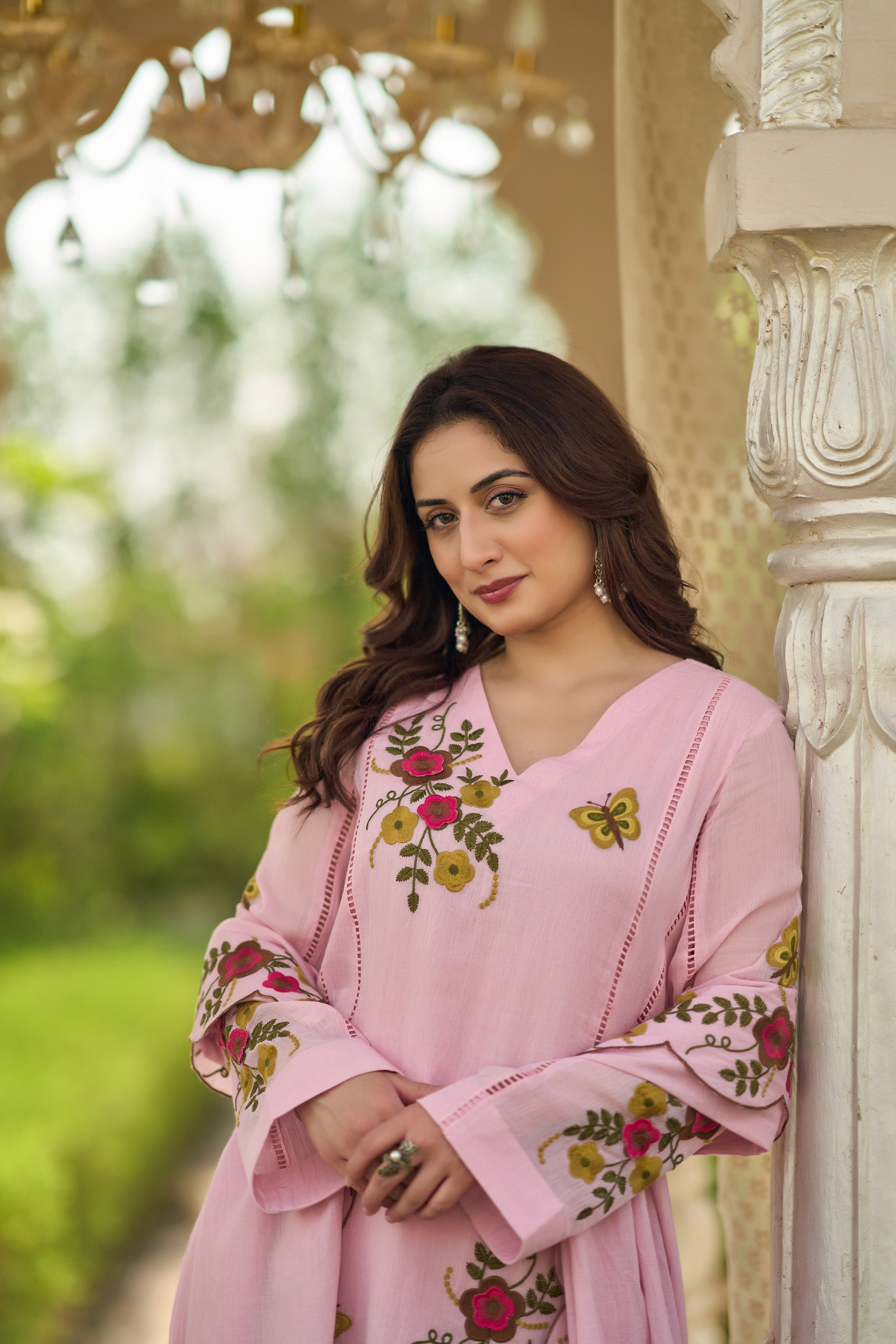 Blush Bloom Embroidered Suit Set