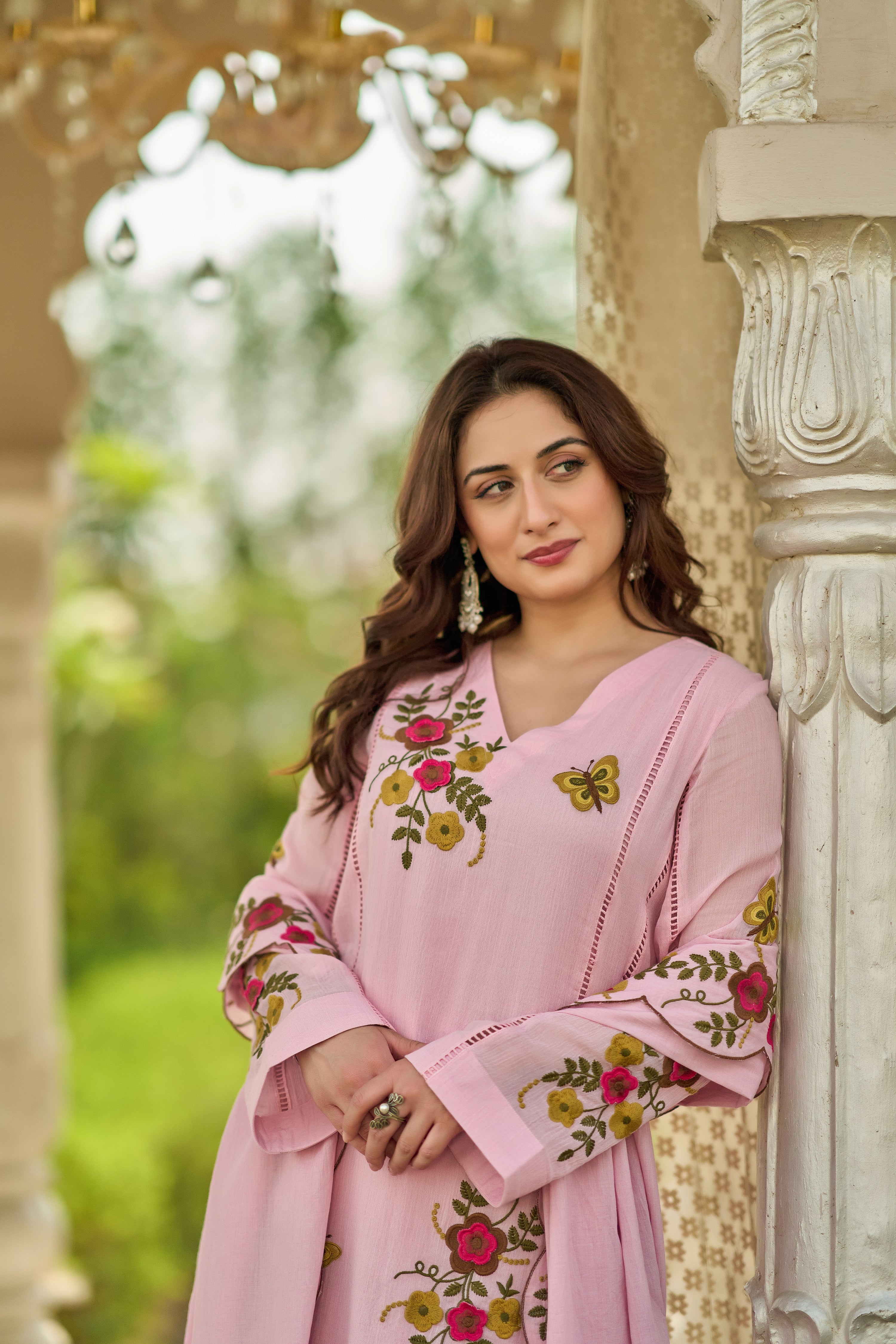 Blush Bloom Embroidered Suit Set