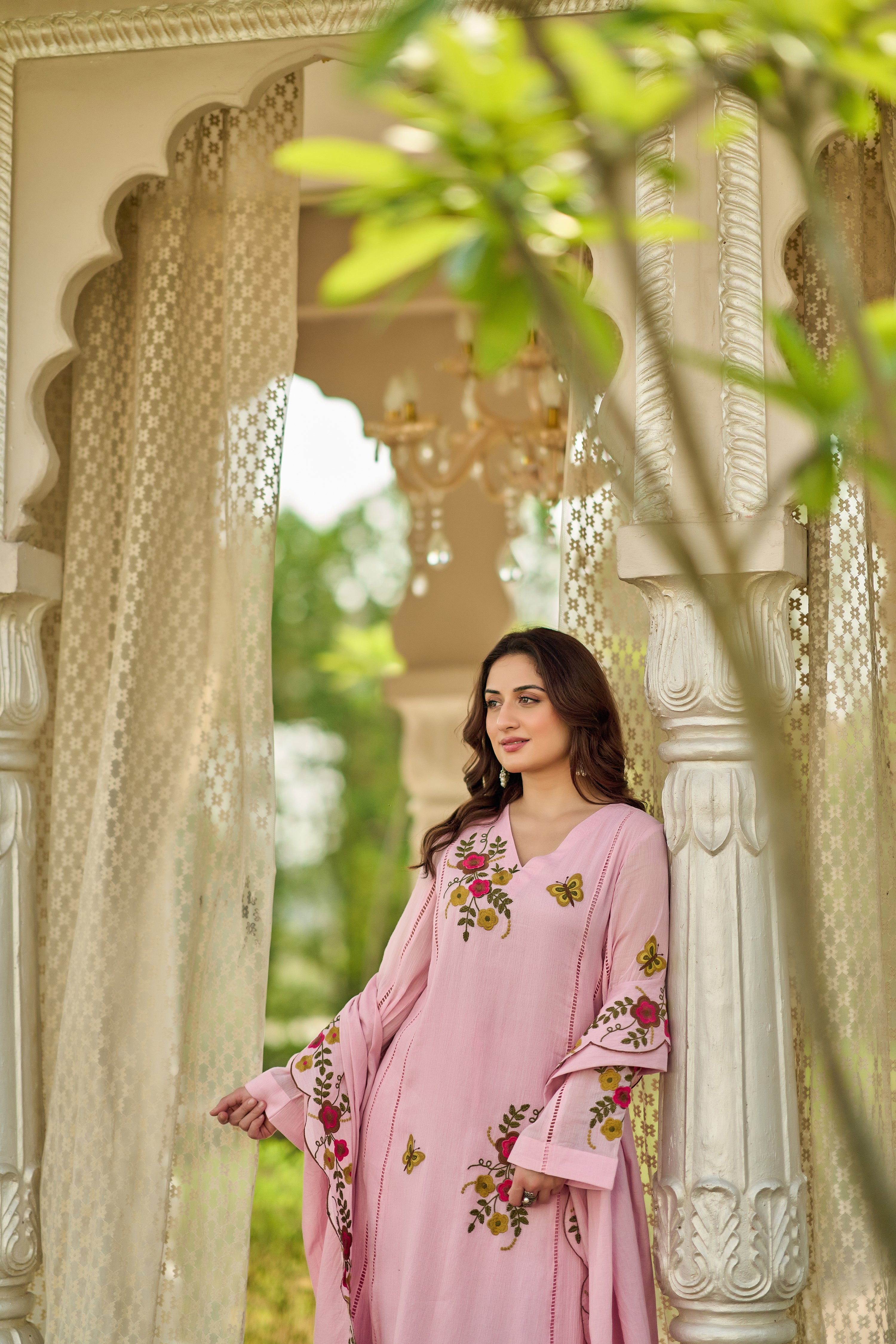 Blush Bloom Embroidered Suit Set