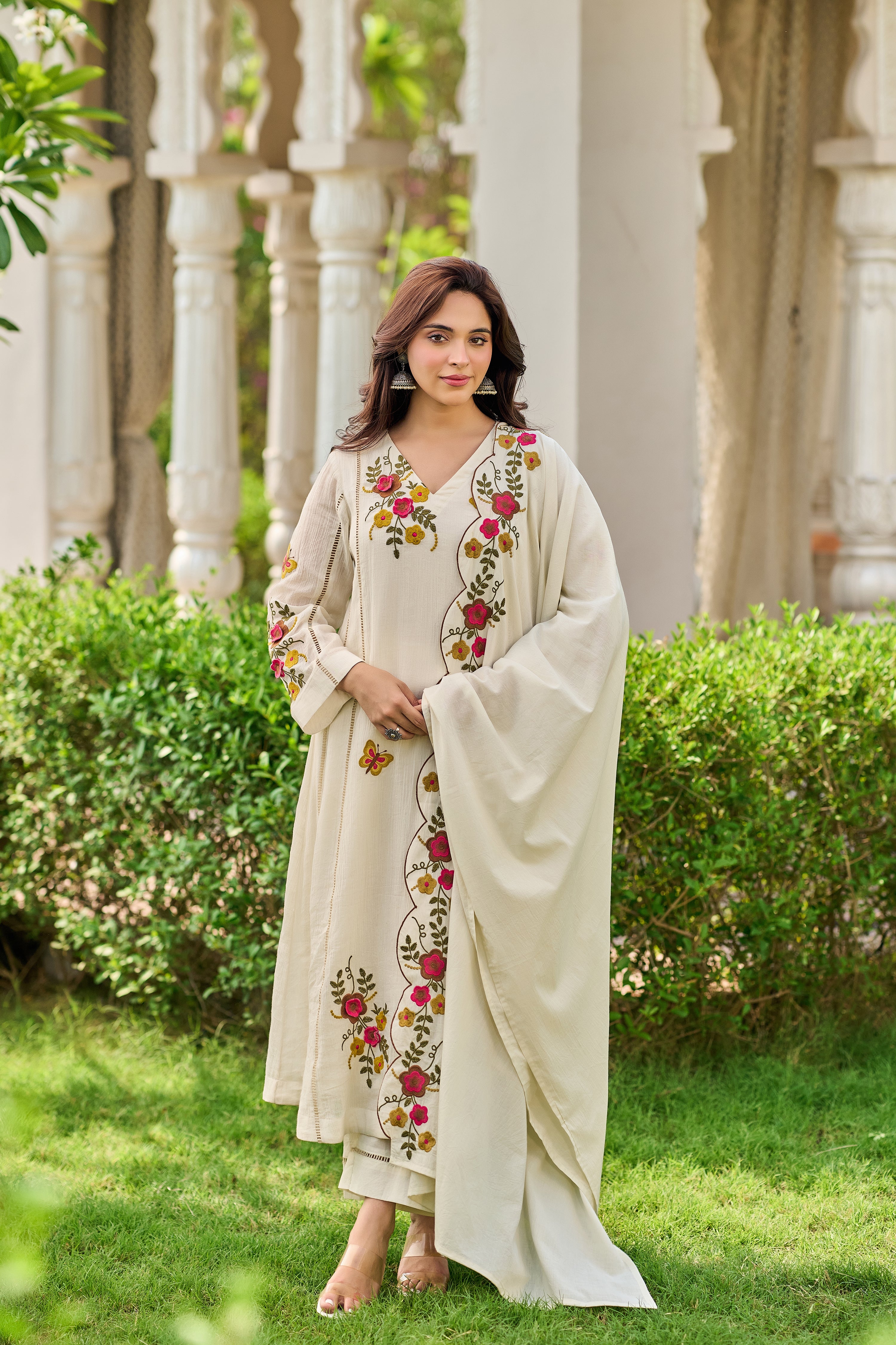 Ivory Pearl Embroidered Suit Set