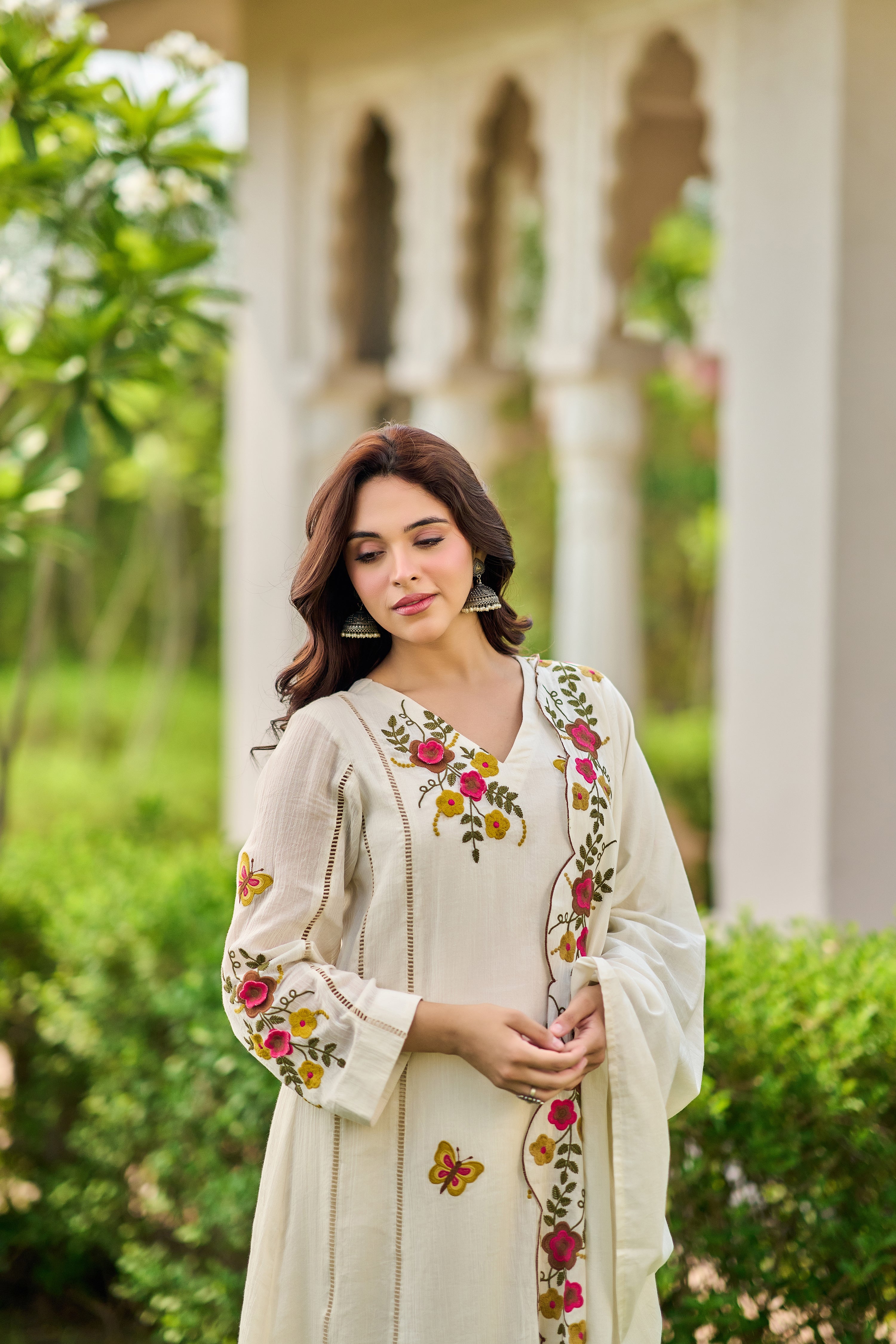 Ivory Pearl Embroidered Suit Set