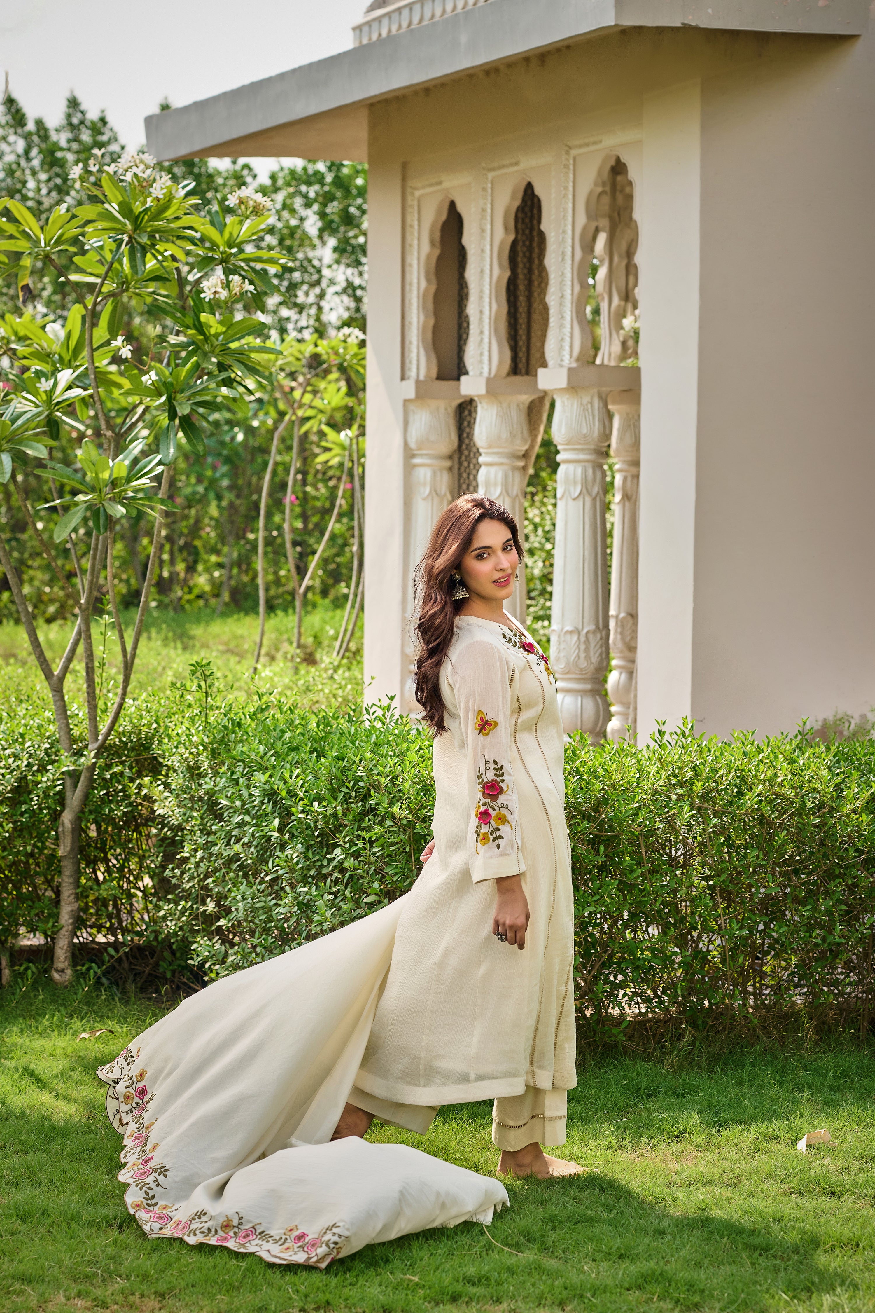 Ivory Pearl Embroidered Suit Set