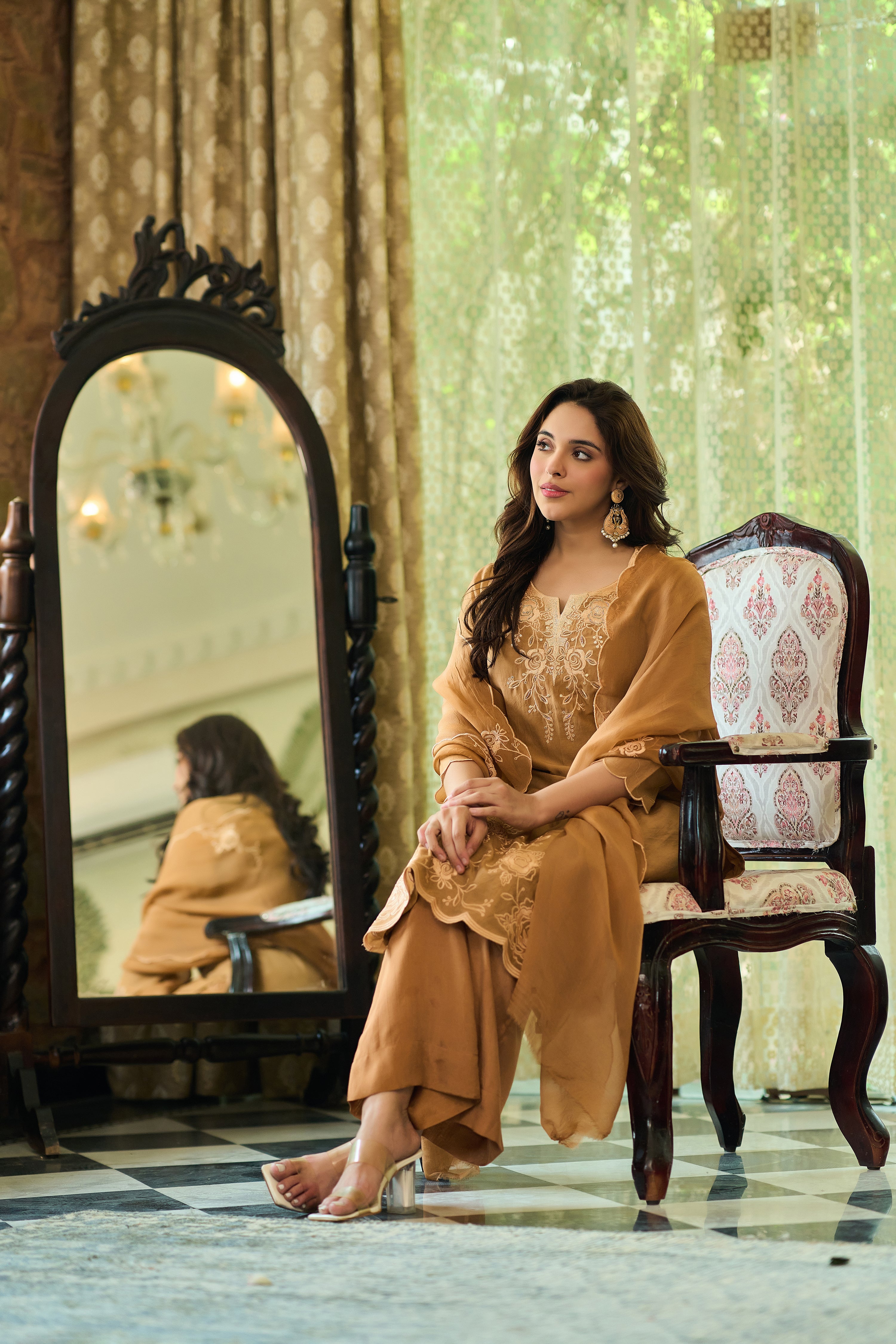 Caramel Chanderi Suit Set