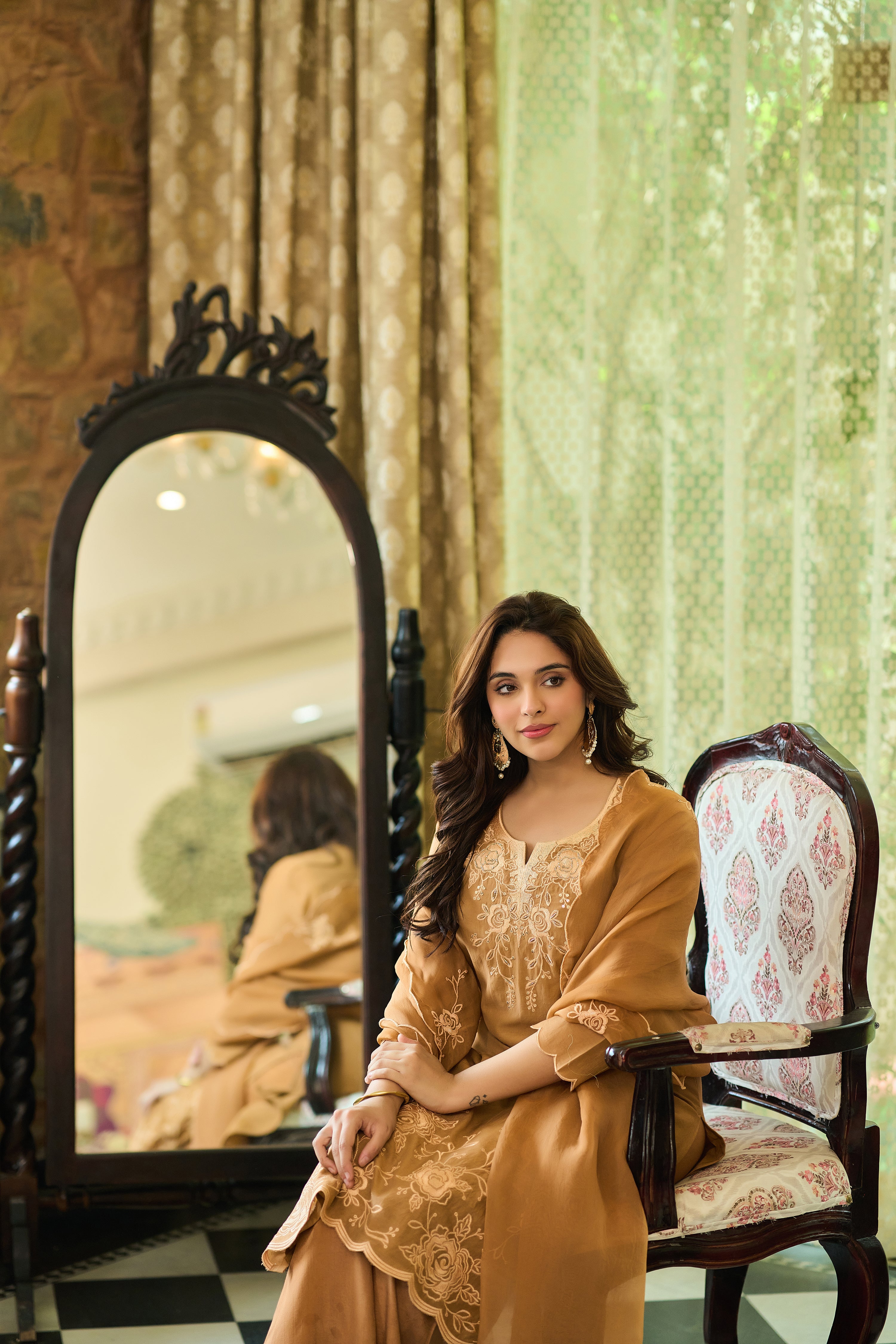 Caramel Chanderi Suit Set