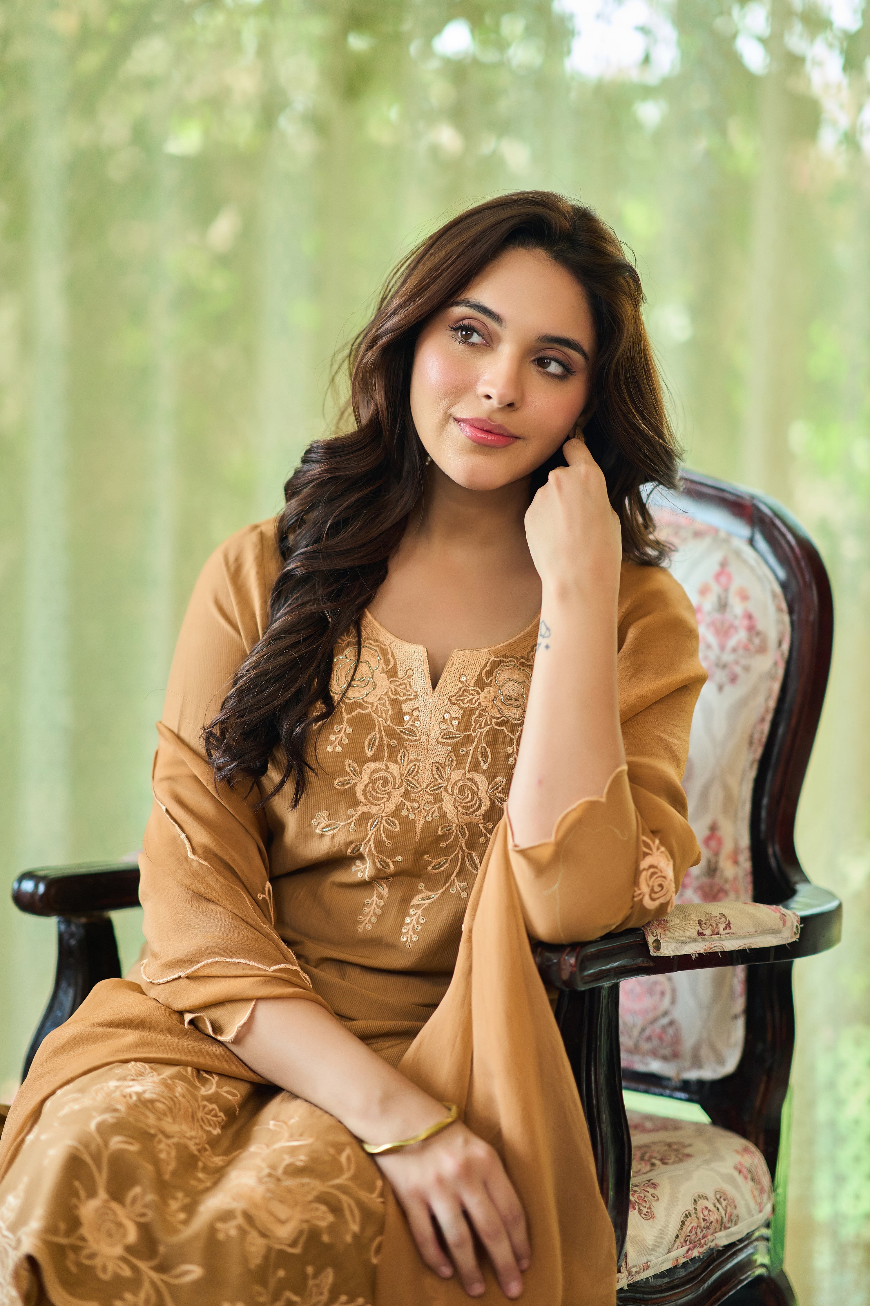 Caramel Chanderi Suit Set