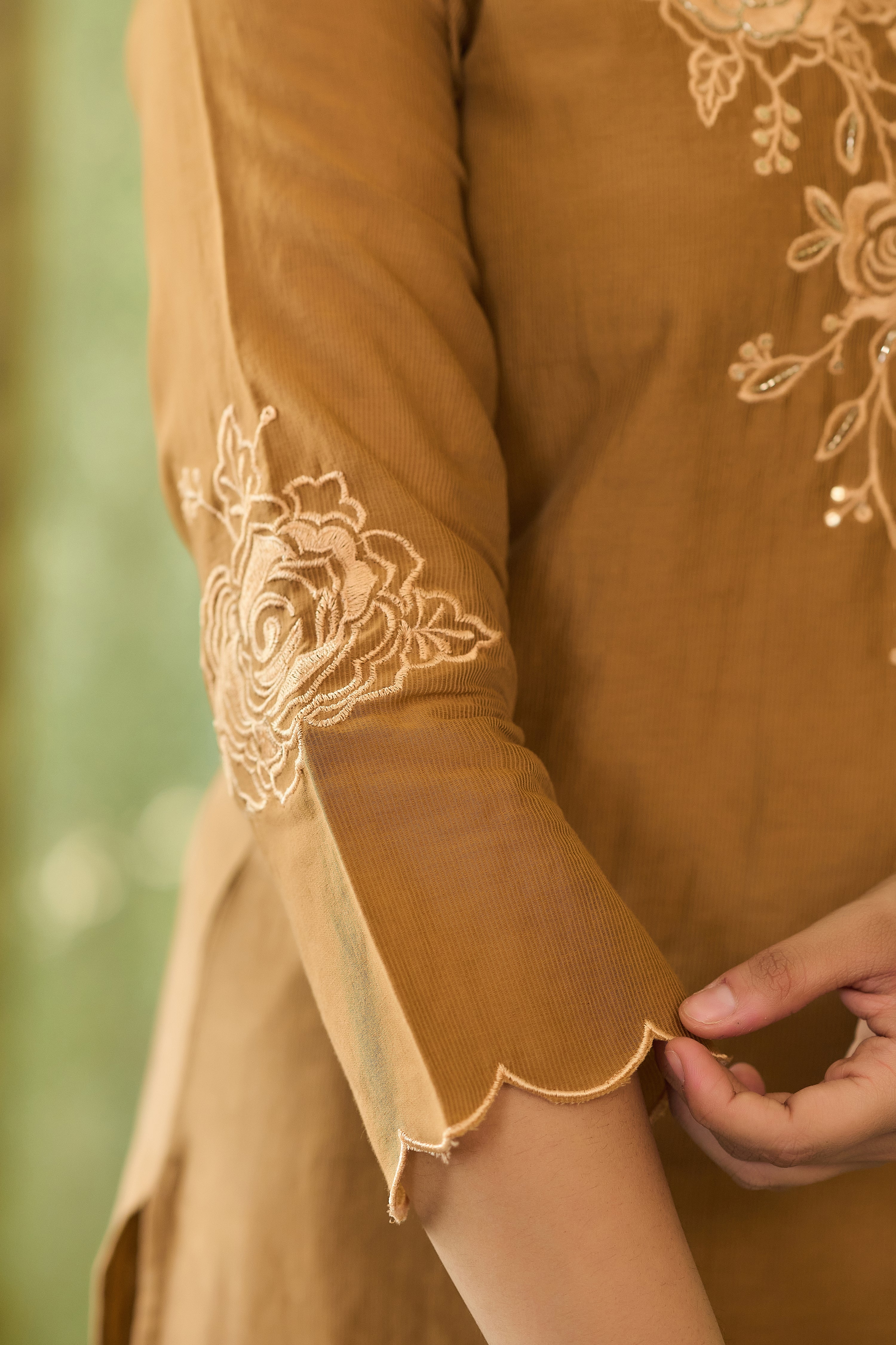Caramel Chanderi Suit Set