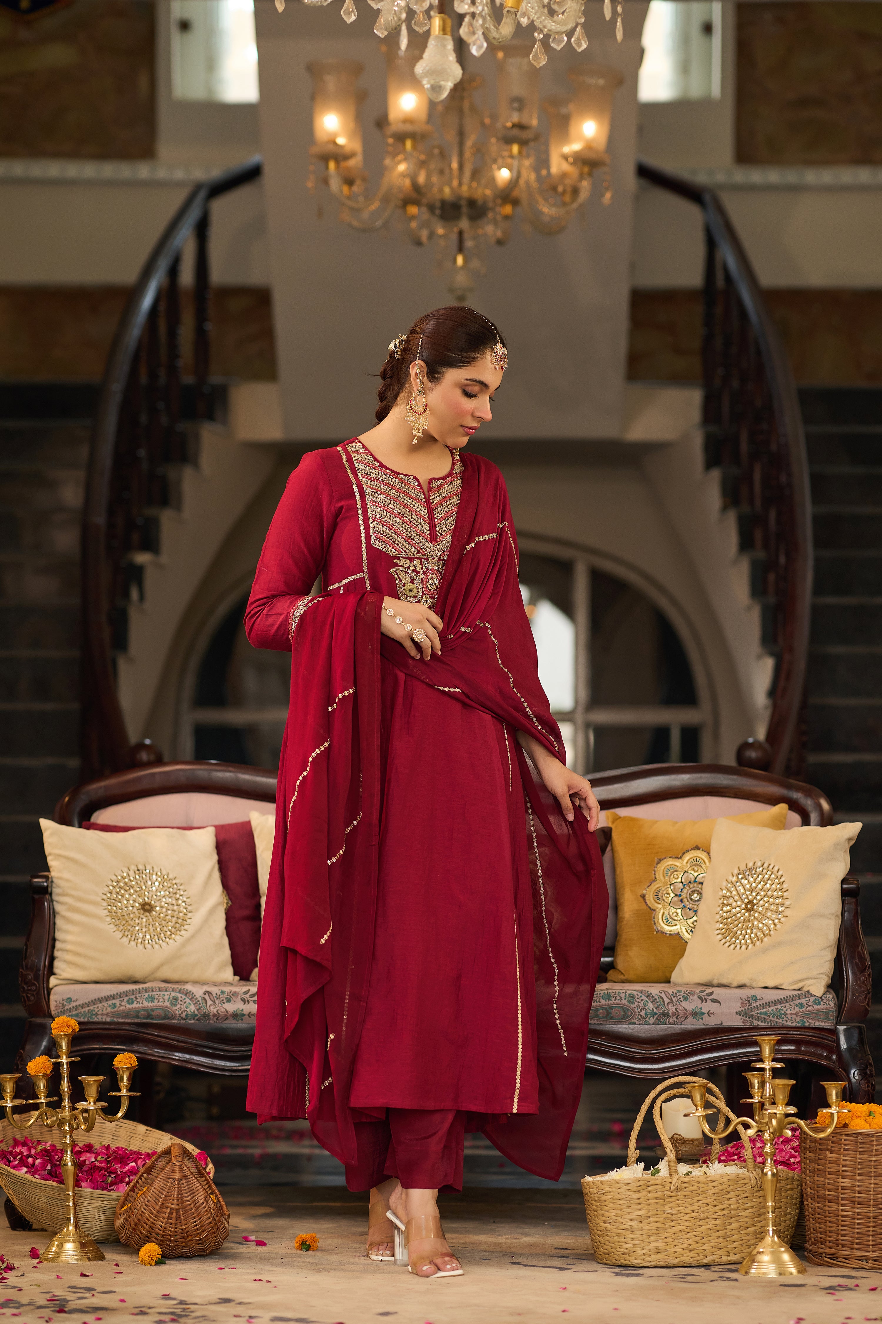 Ruby Embroidered Suit Set