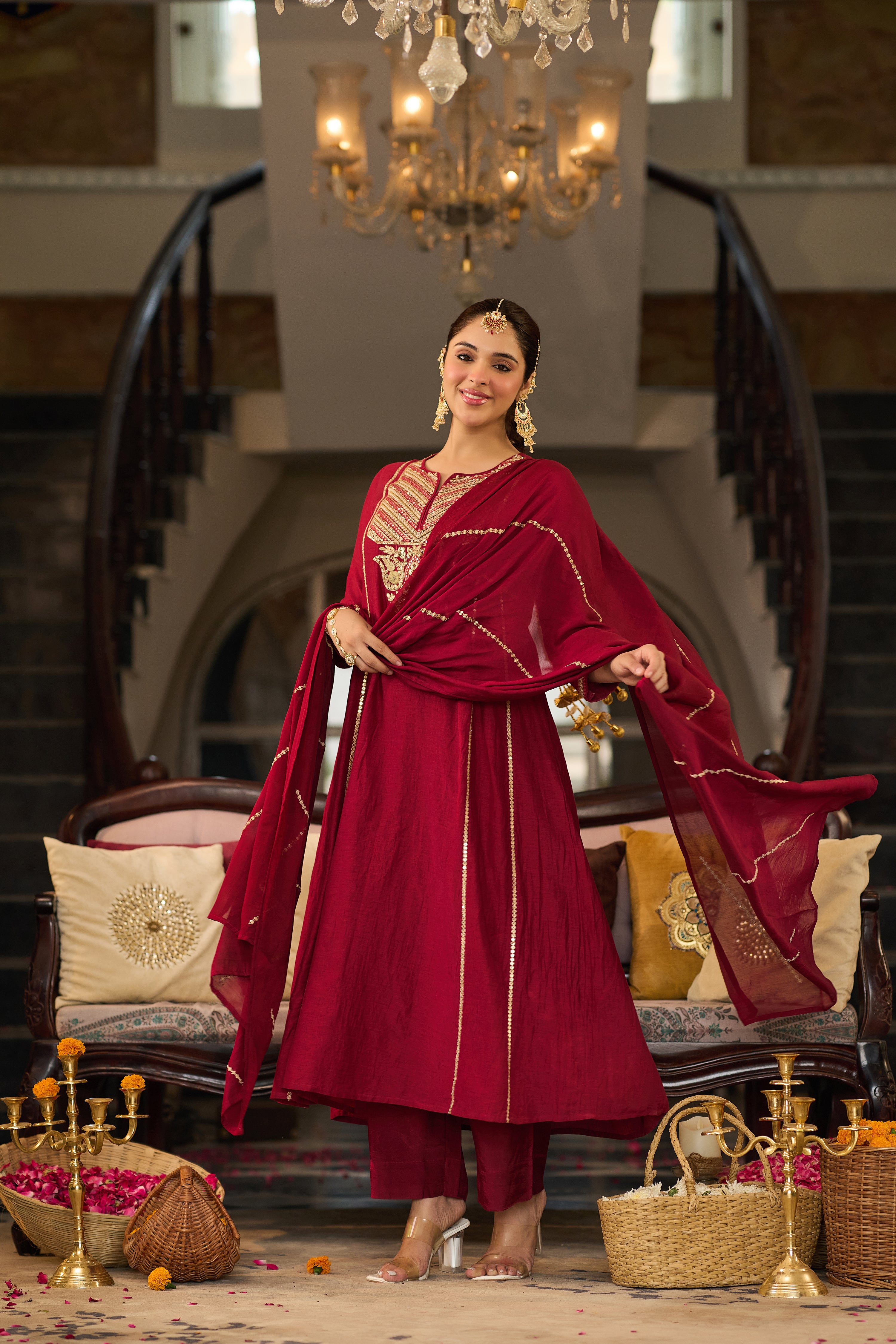 Ruby Embroidered Suit Set