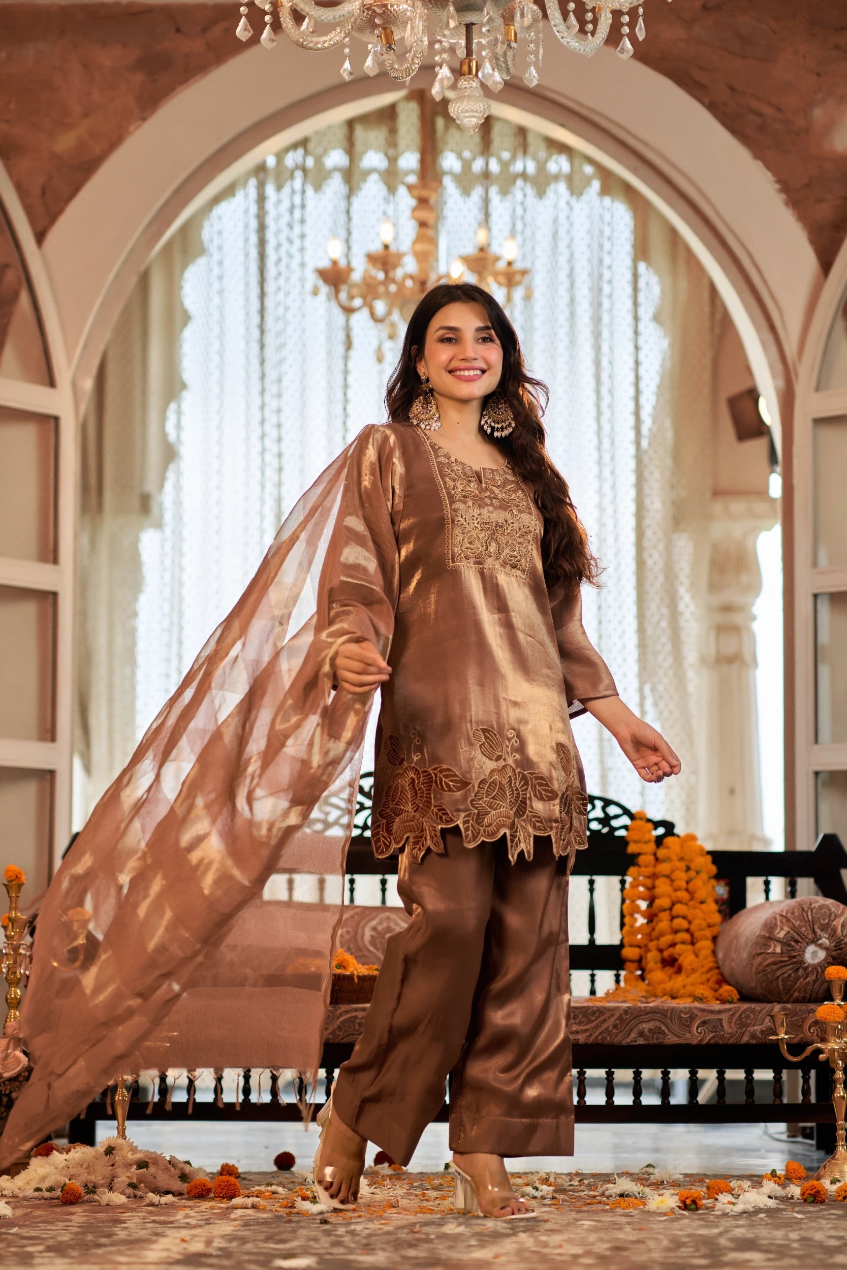 Bronze Bloom Festive Suit