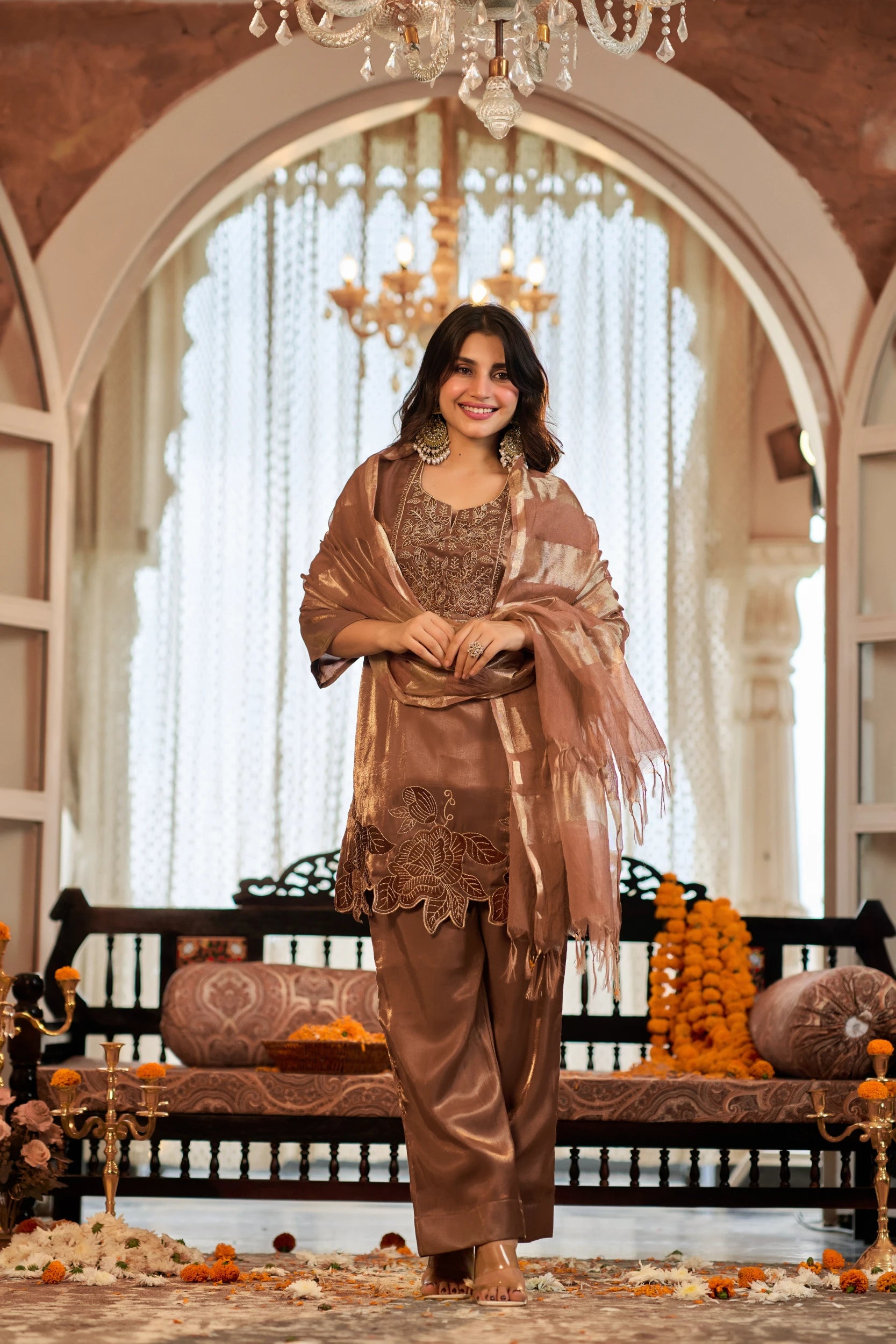 Bronze Bloom Festive Suit