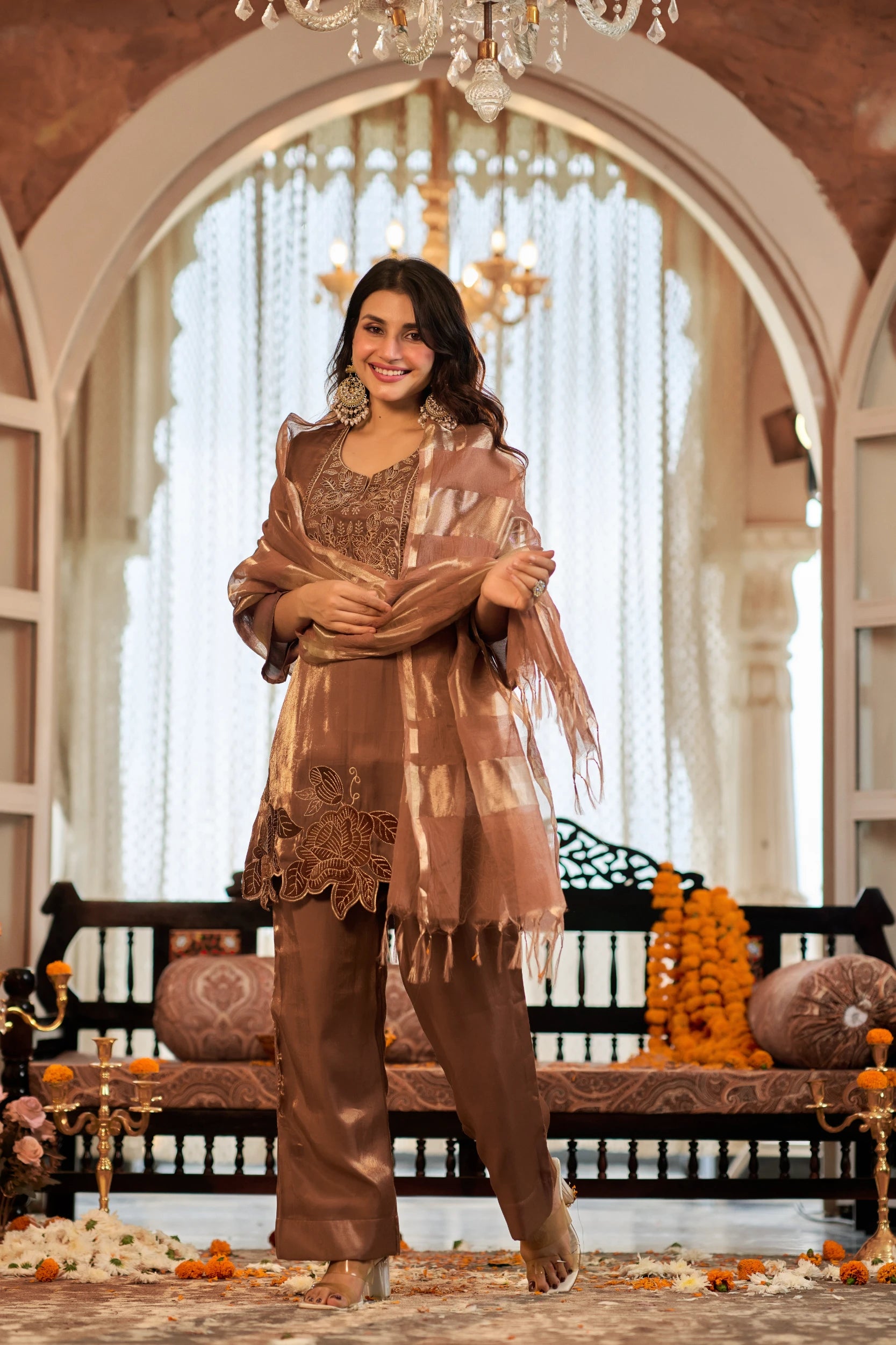 Bronze Bloom Festive Suit