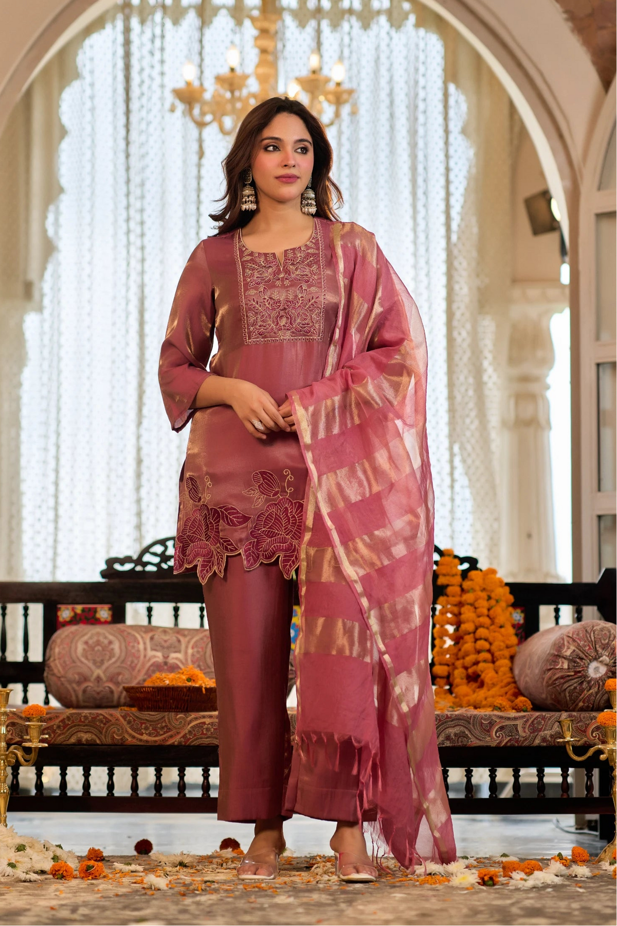 Rosewood Gold Embroidered Suit
