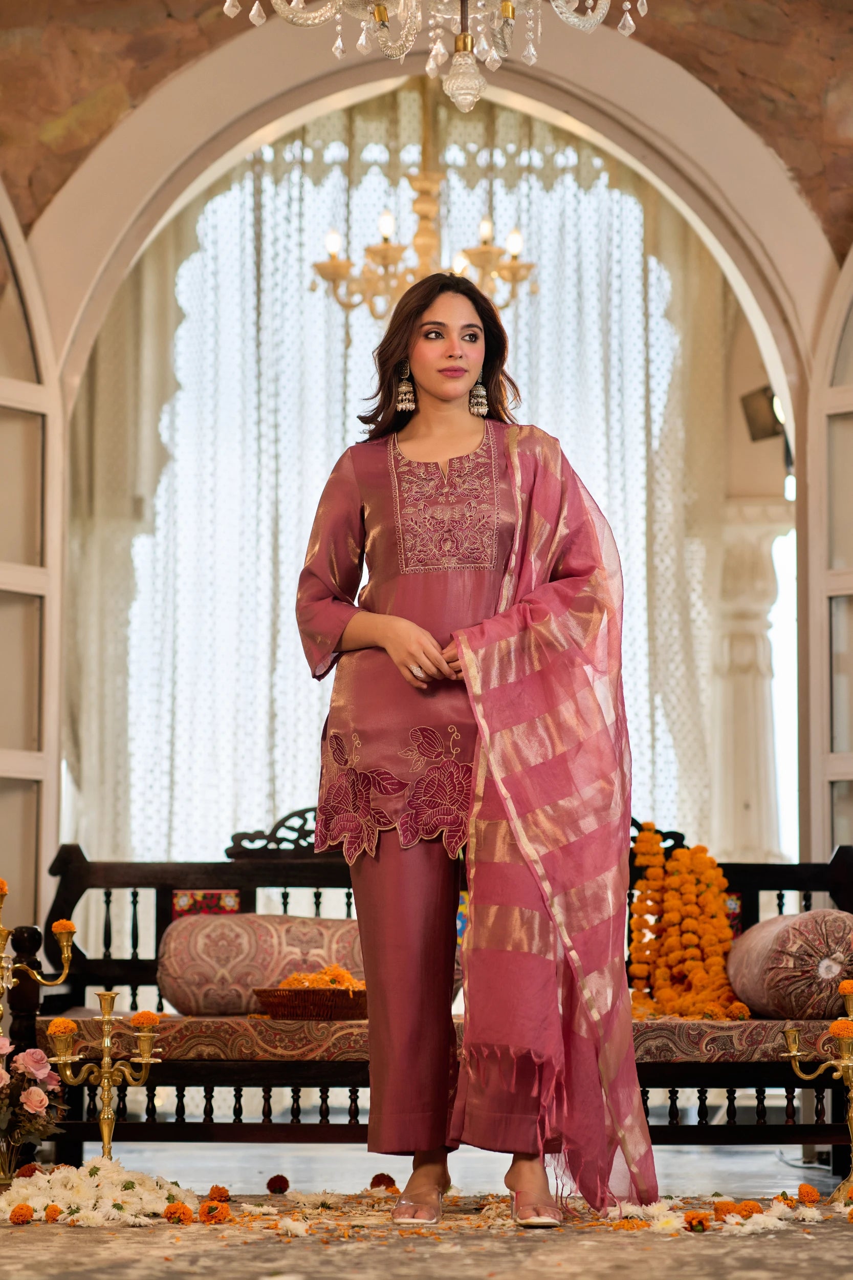 Rosewood Gold Embroidered Suit