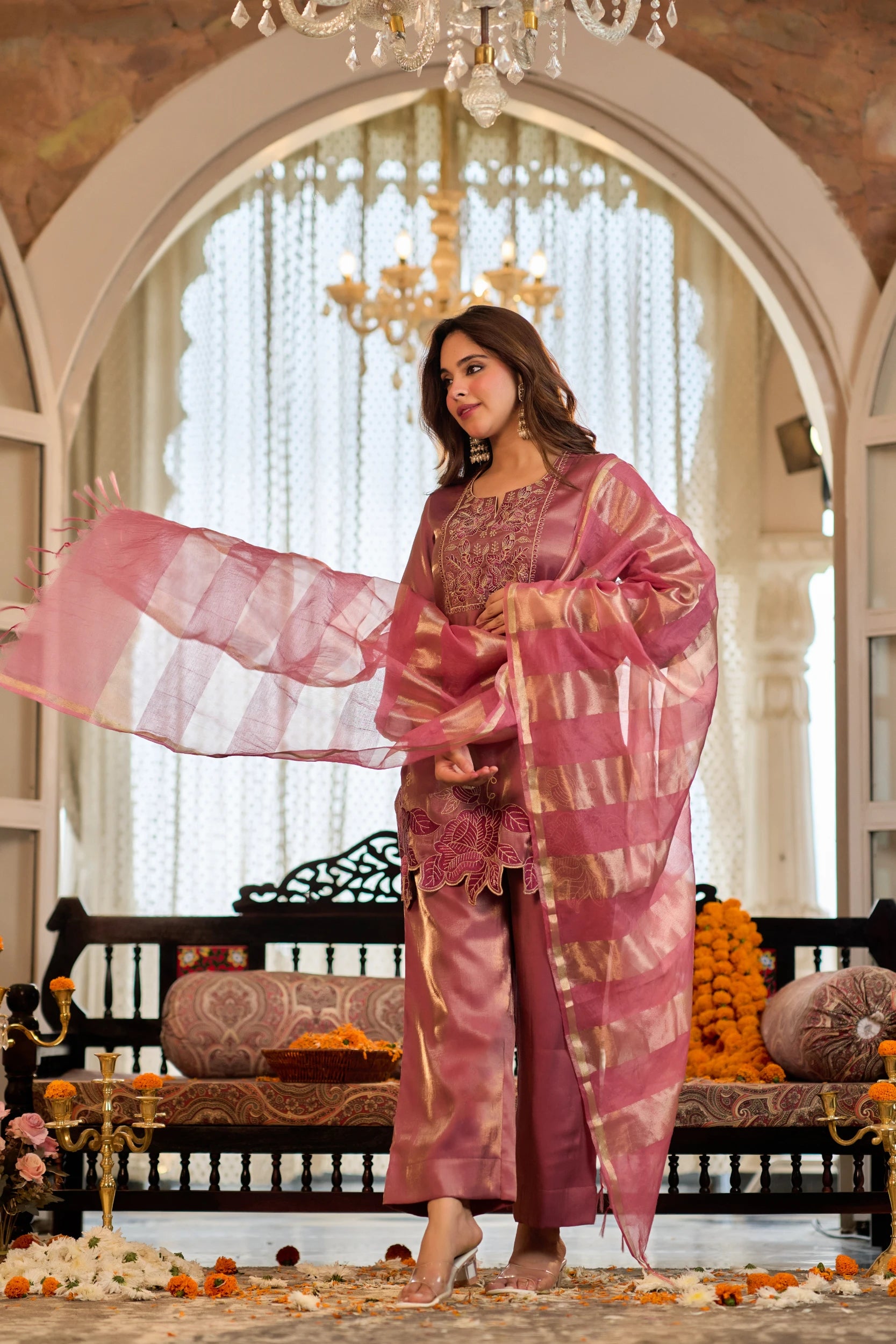 Rosewood Gold Embroidered Suit
