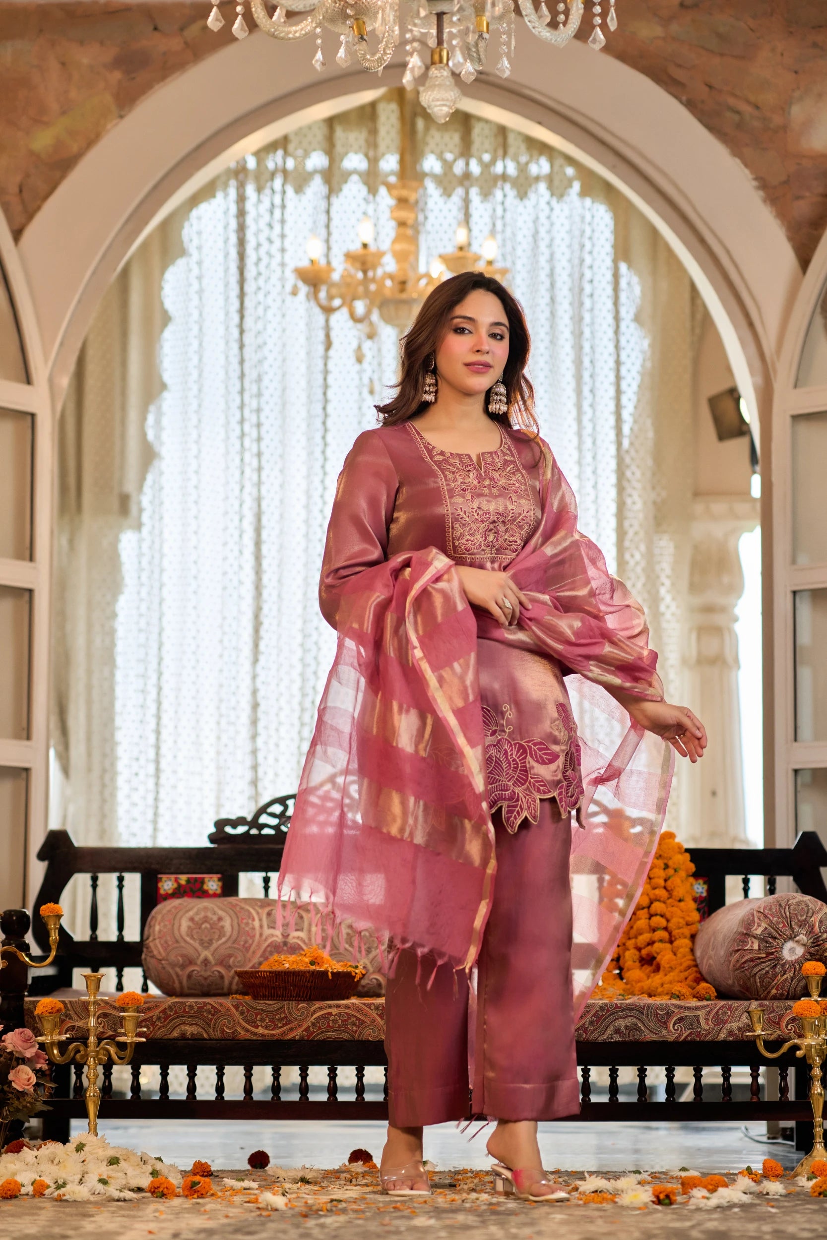 Rosewood Gold Embroidered Suit