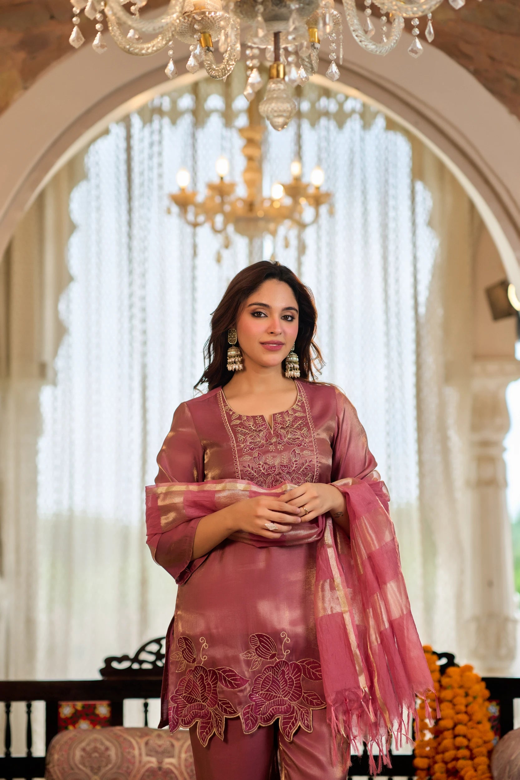 Rosewood Gold Embroidered Suit