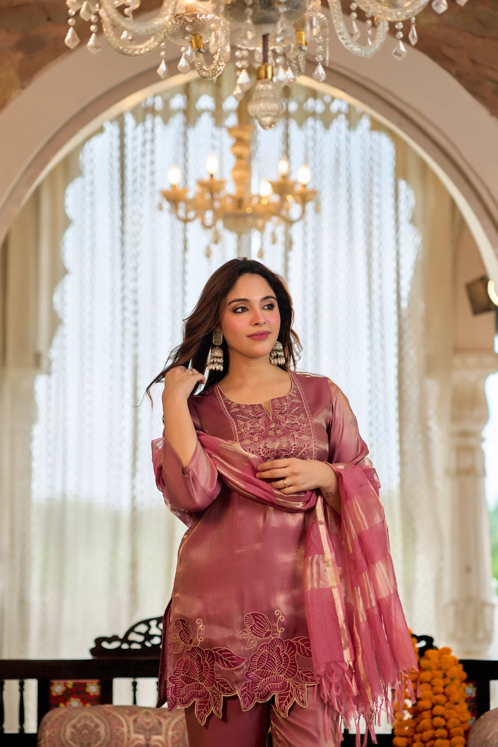 Rosewood Gold Embroidered Suit