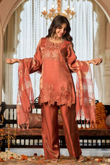 Coral Gold Festive Suit
