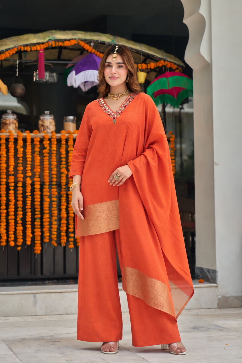 Coral Orange Suit Set
