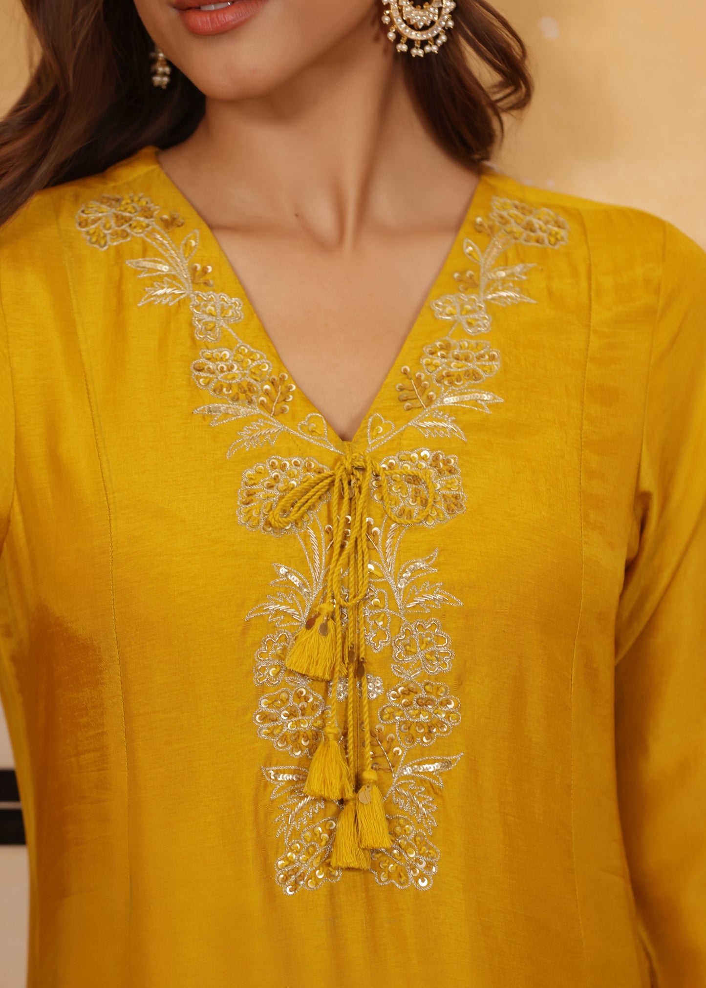 Mustard Glow Silk Suit Set