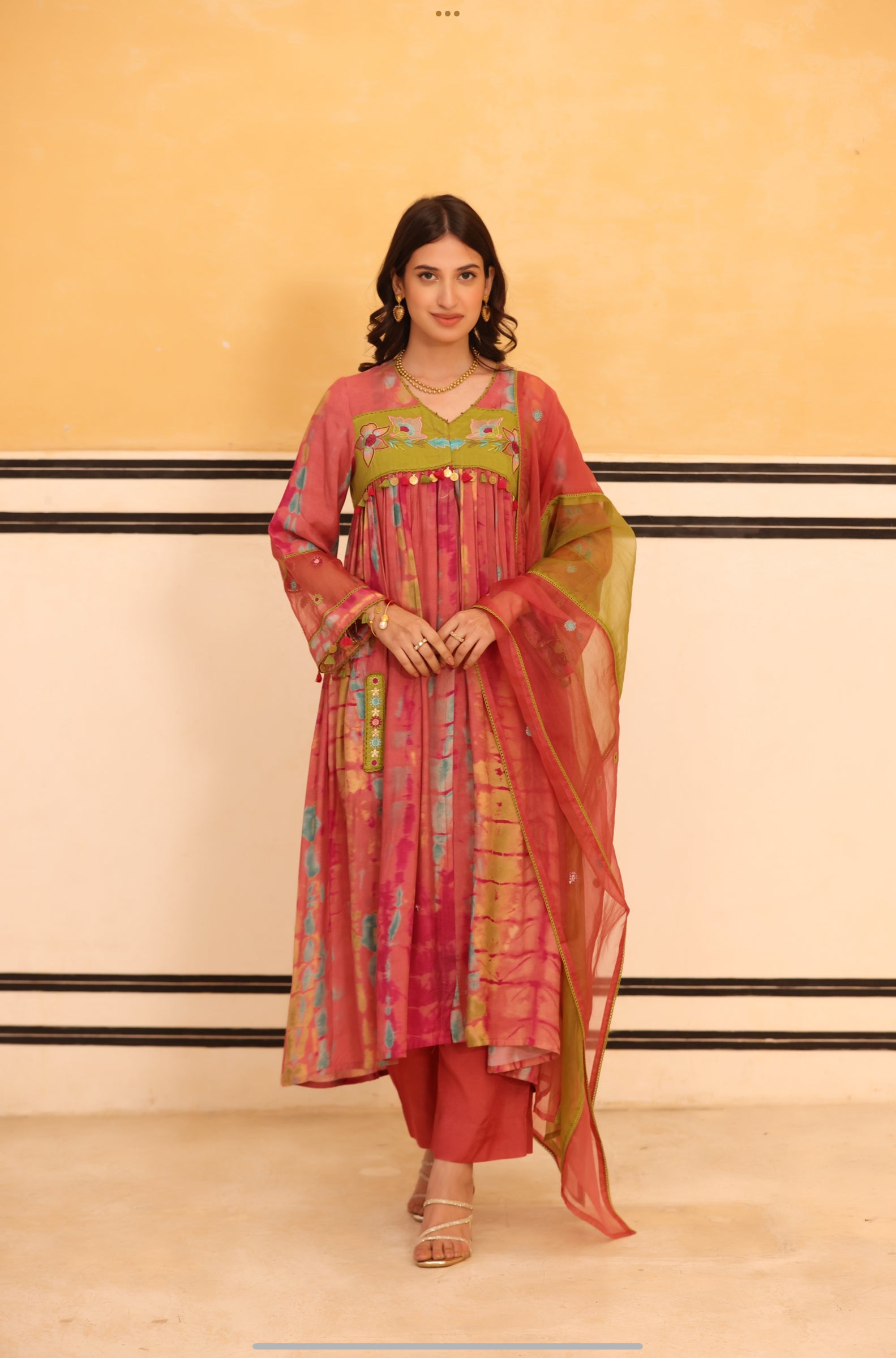 Pink Aura Flared Suit Set