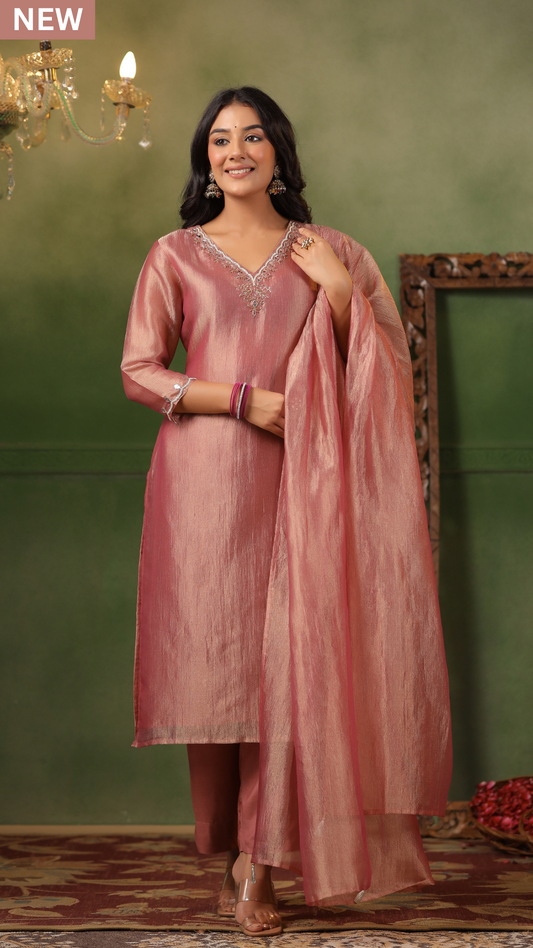 Turkish Rose Shimmer Suit Set