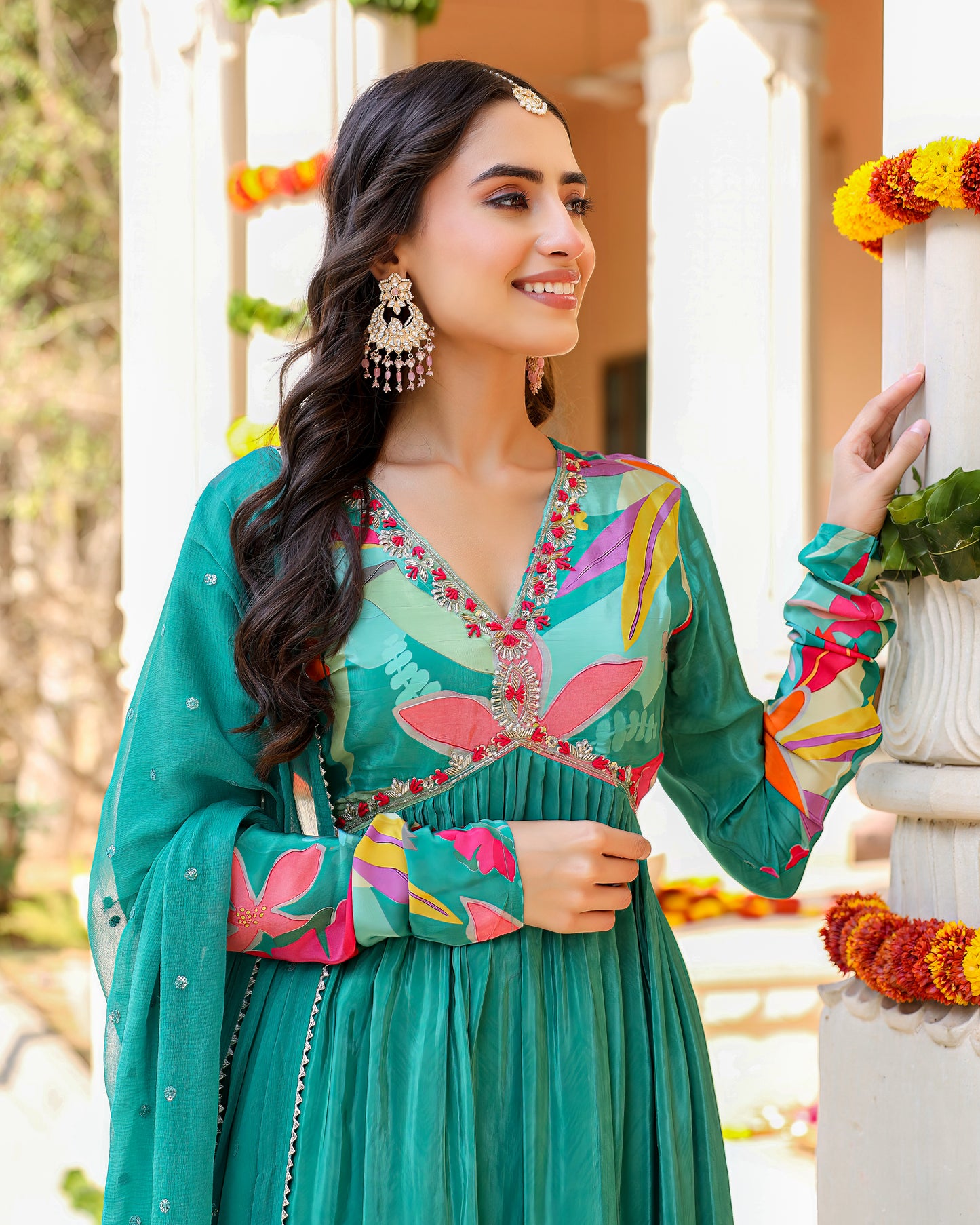 Green Anarkali kurta set