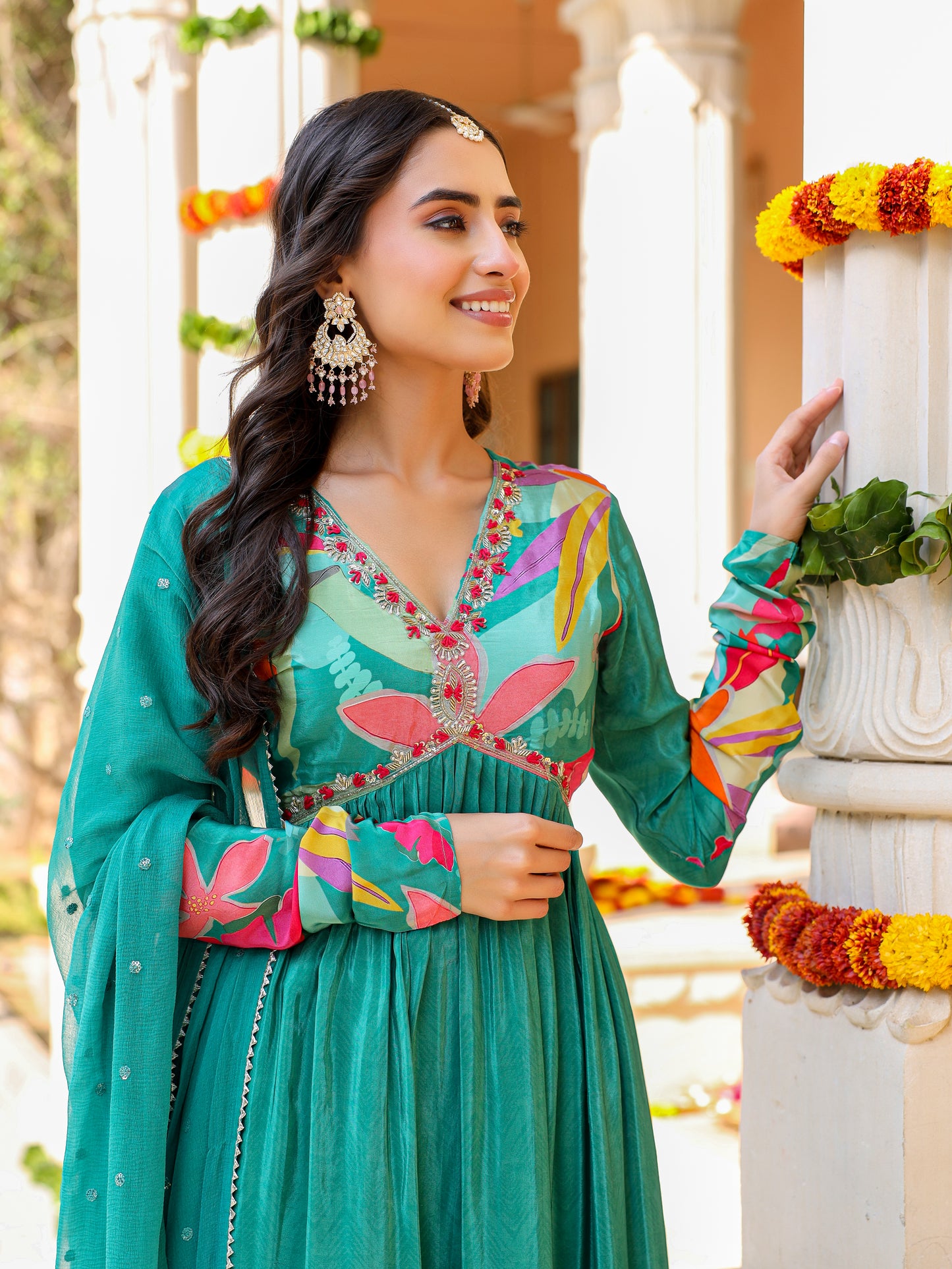 Green Anarkali kurta set