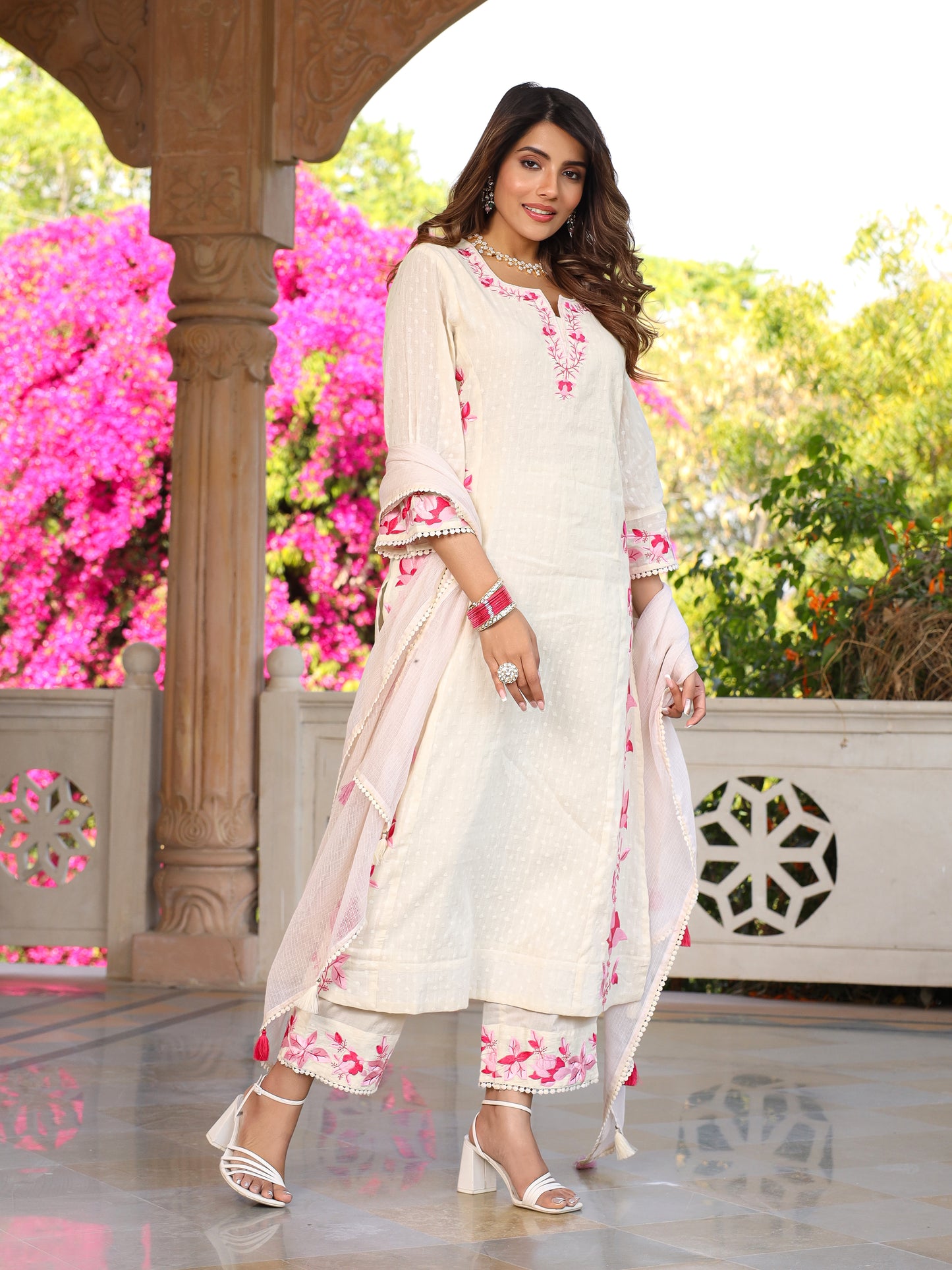 Sunshine White Cotton Kurta Set