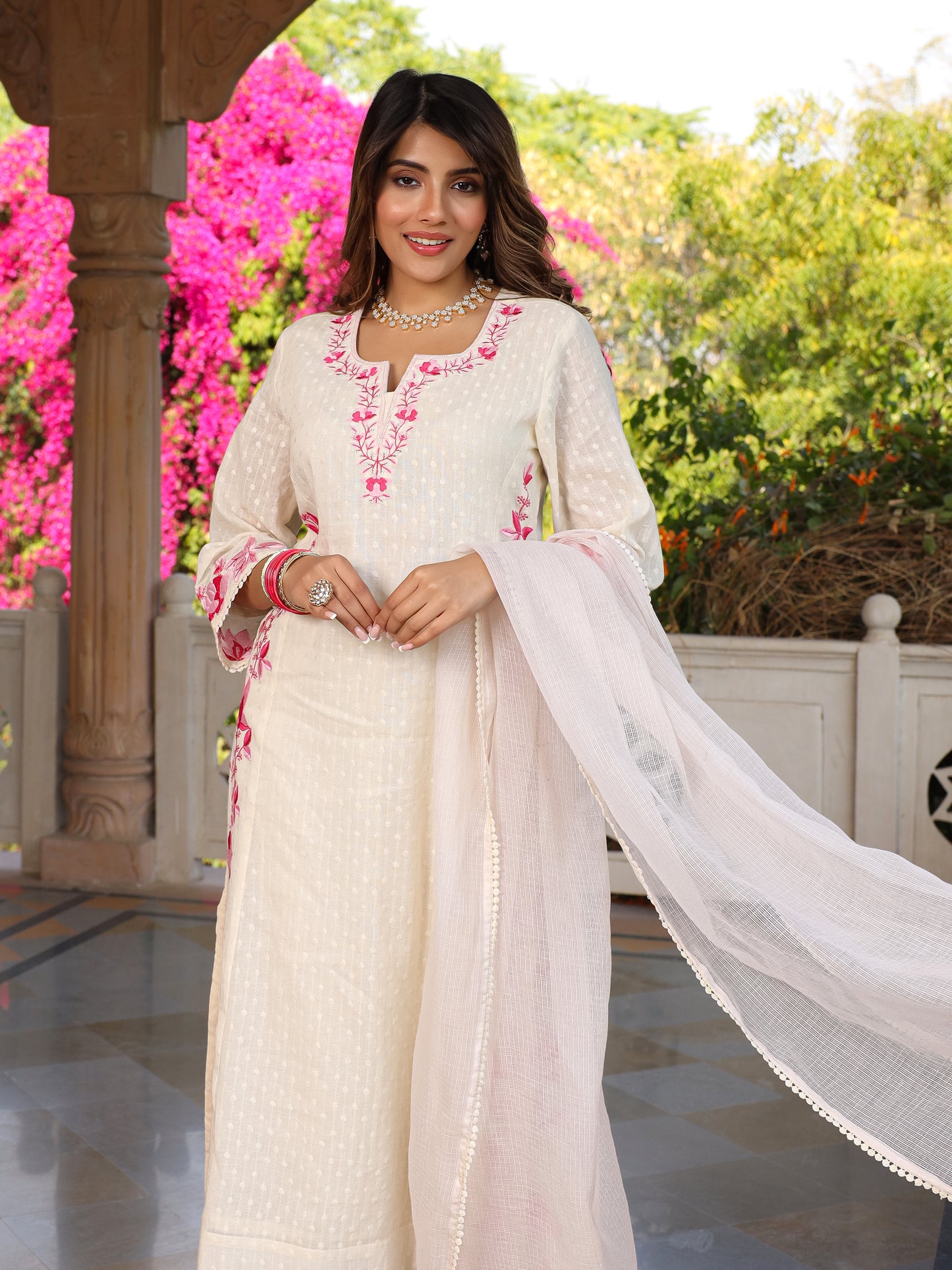 Sunshine White Cotton Kurta Set