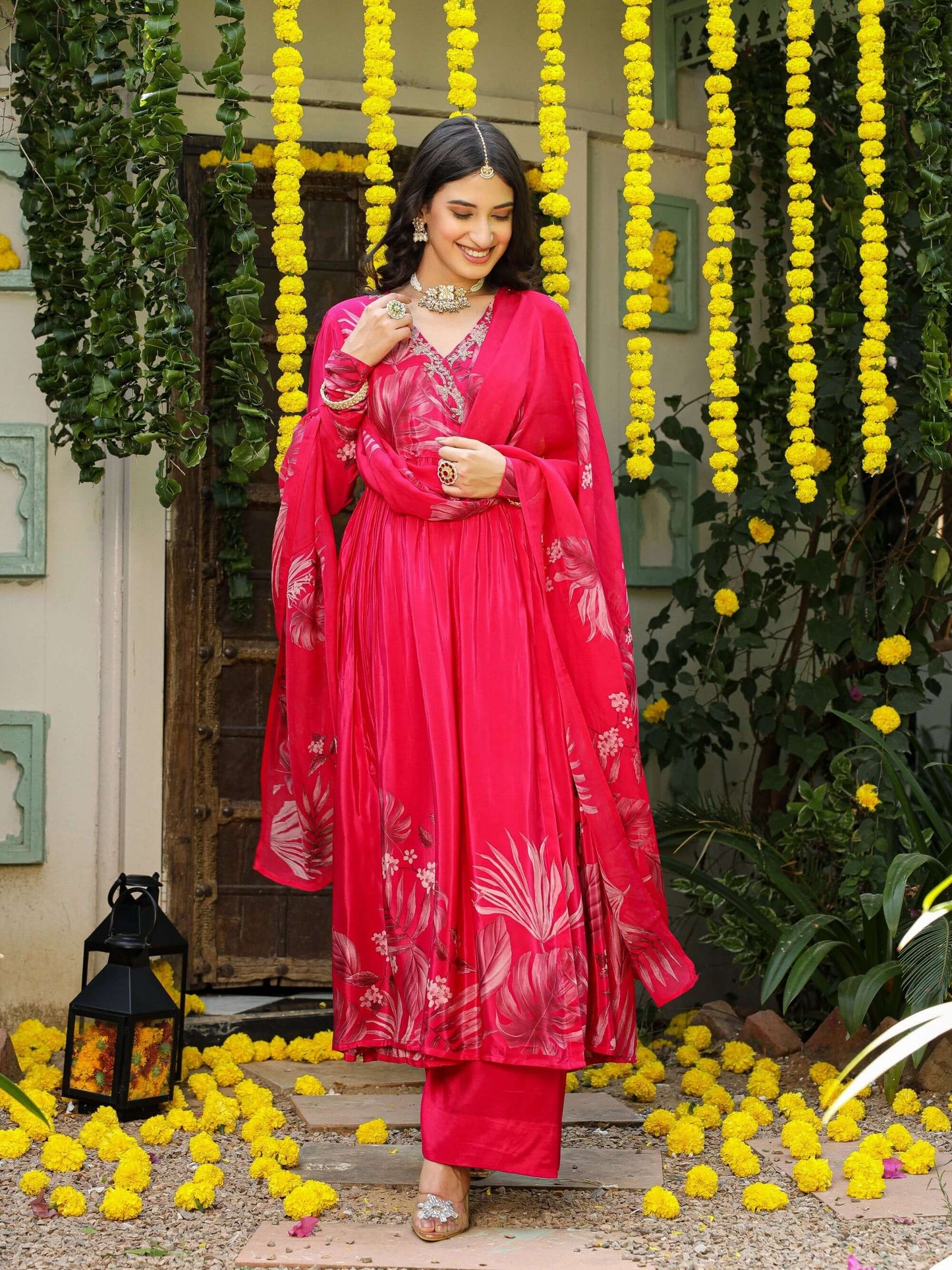 Fuschia pink Angrakha set