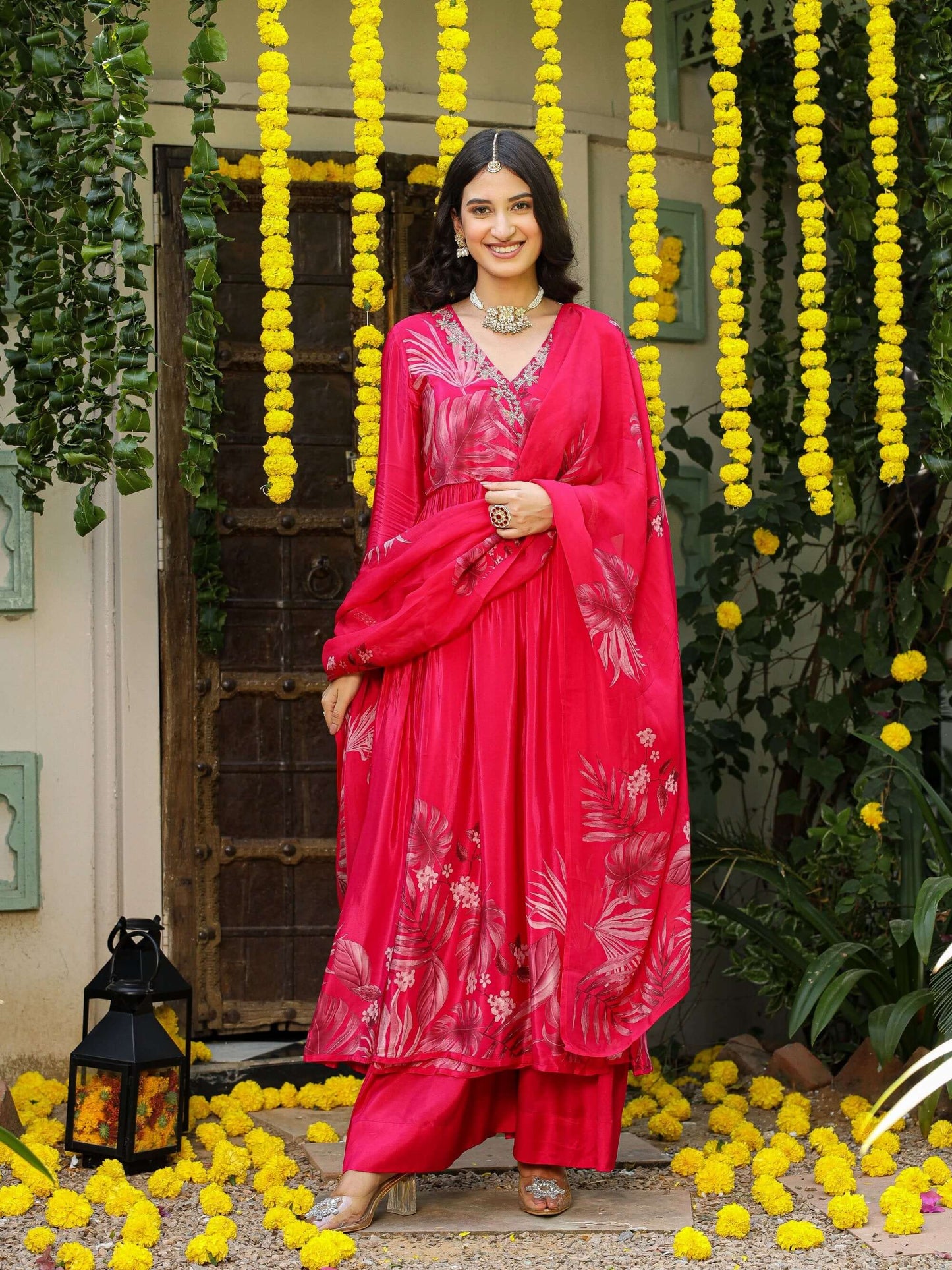 Fuschia pink Angrakha set