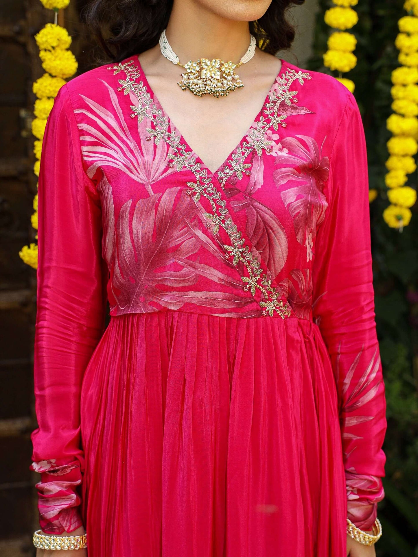 Fuschia pink Angrakha set