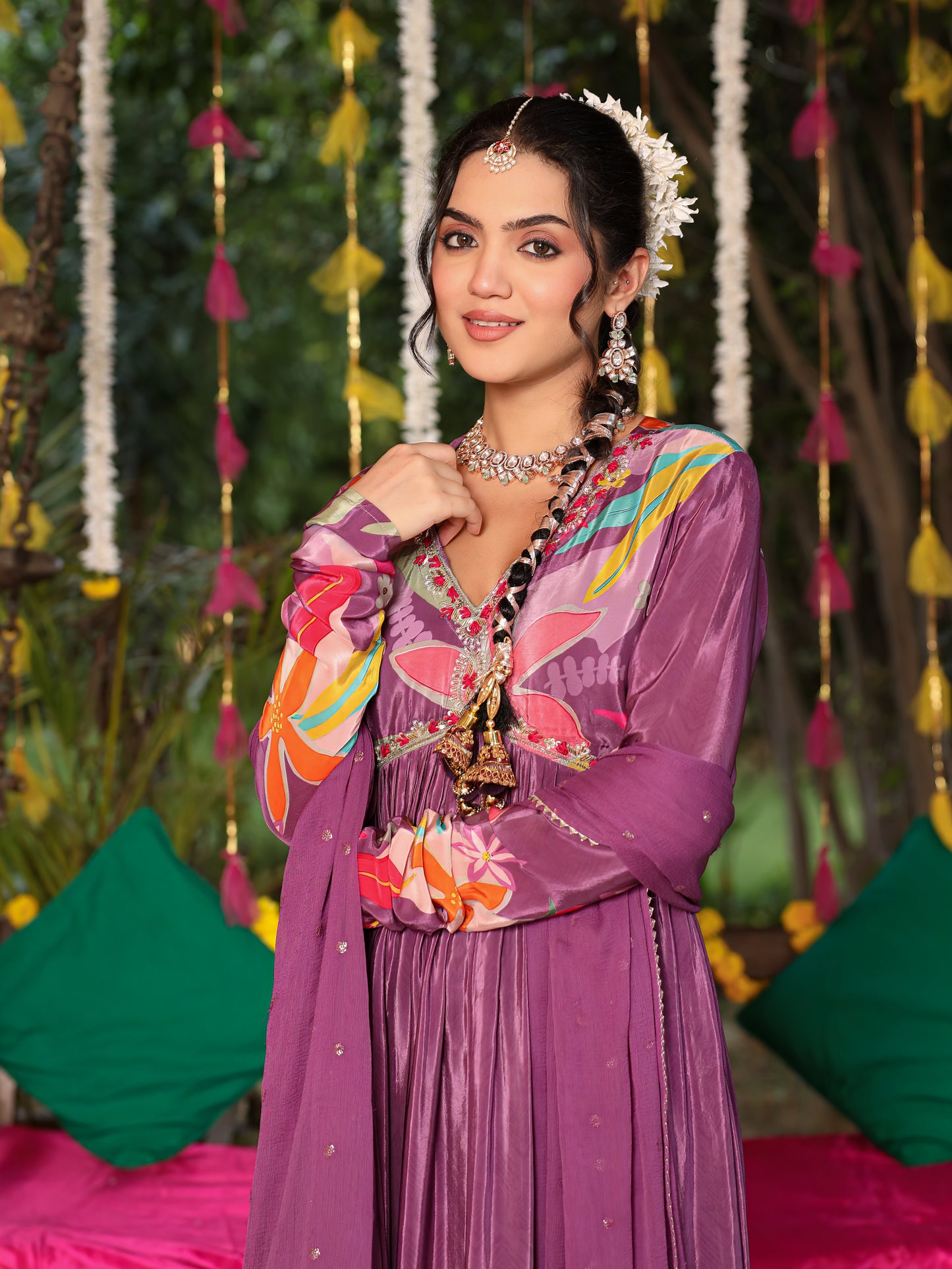 Purple Anarkali Suit Set