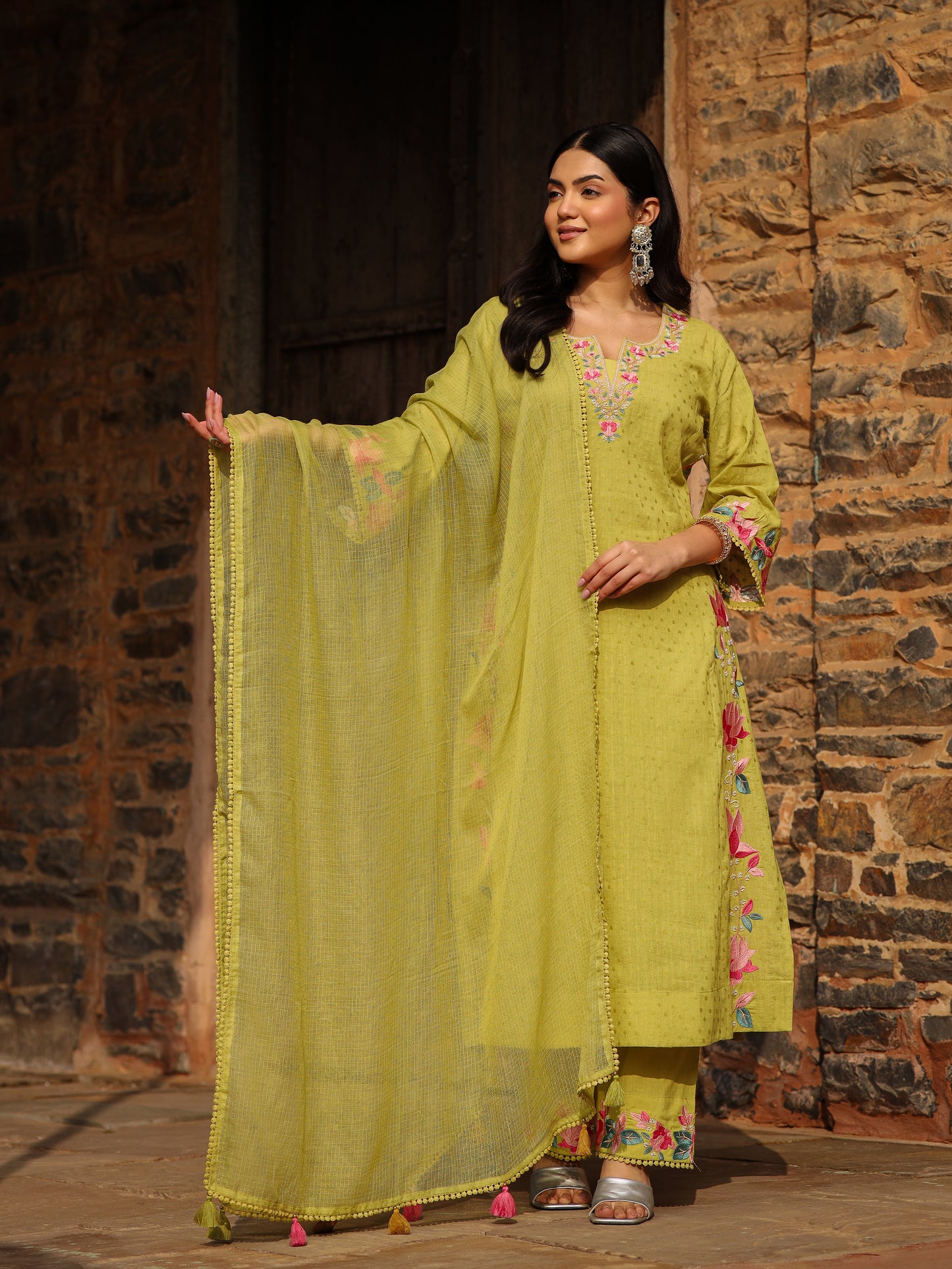 Green Mist Cotton Kurta Set