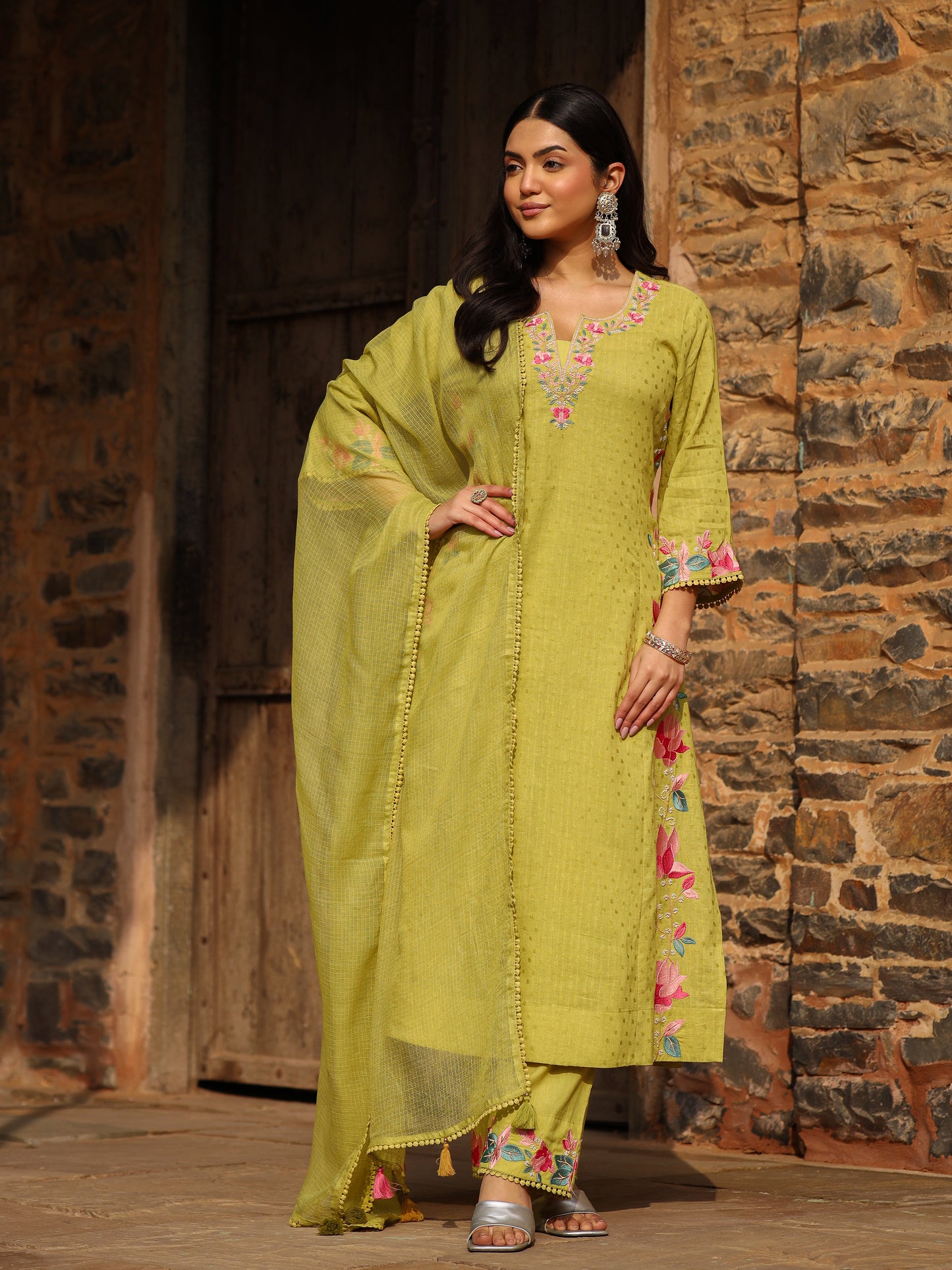 Green Mist Cotton Kurta Set