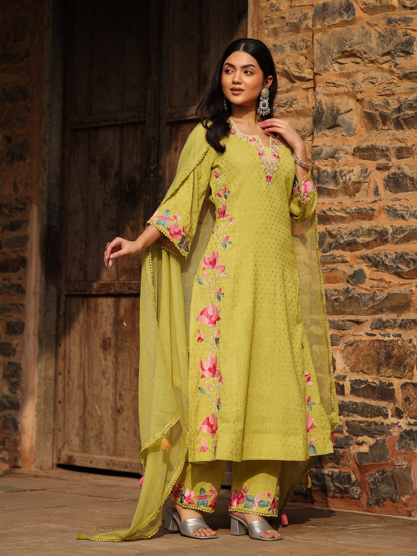 Green Mist Cotton Kurta Set