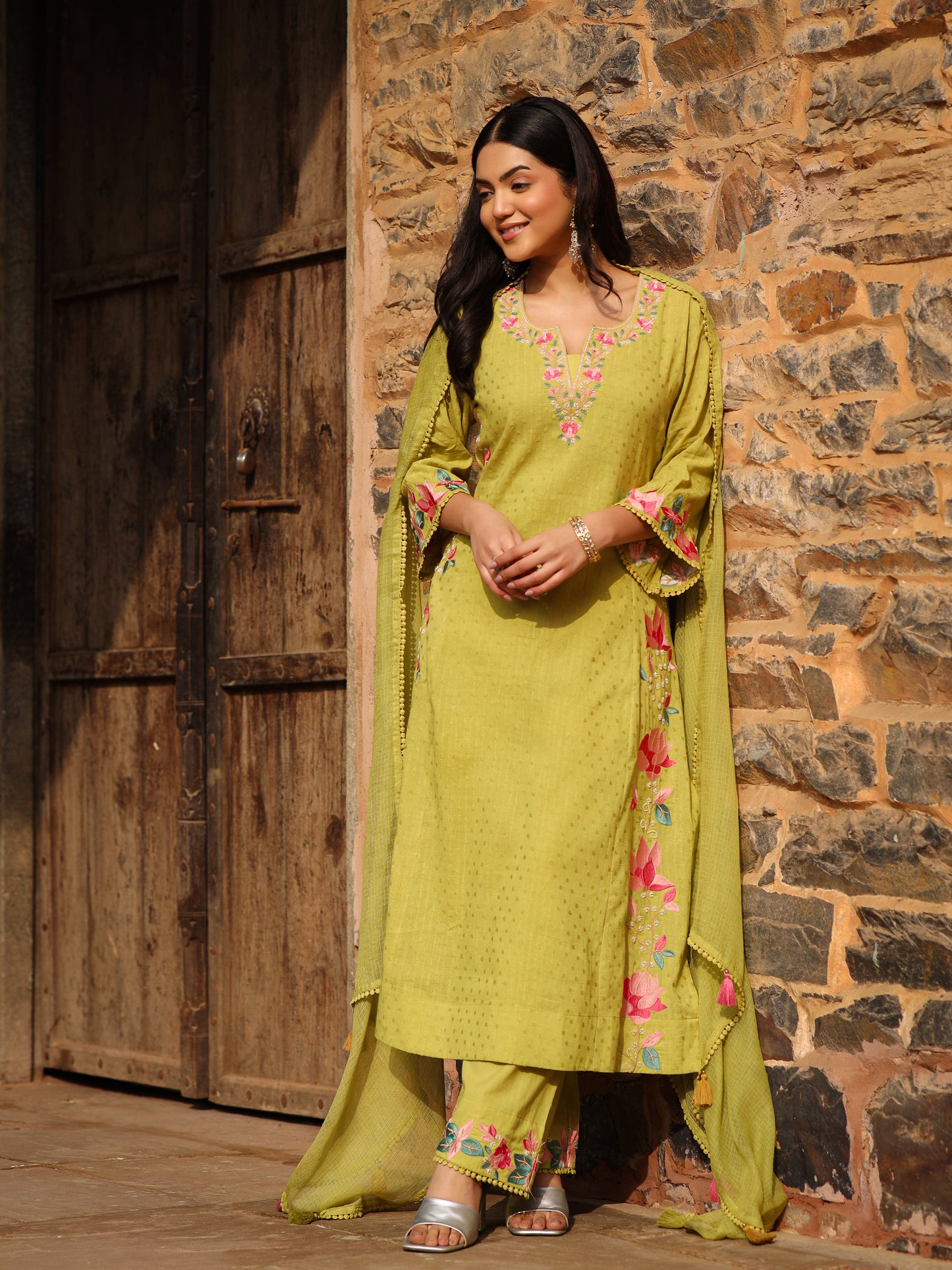 Green Mist Cotton Kurta Set