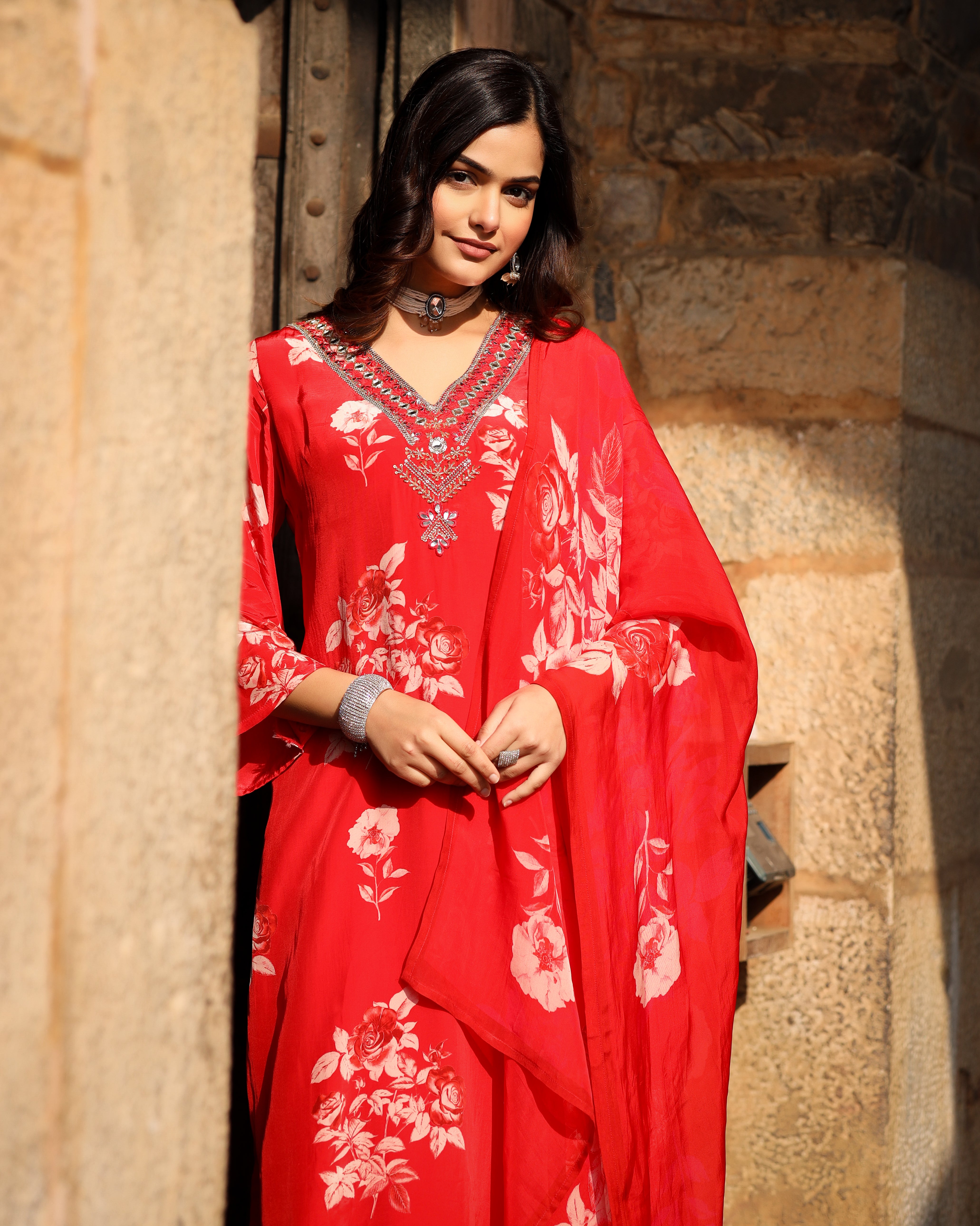 Laal Straight suit Set