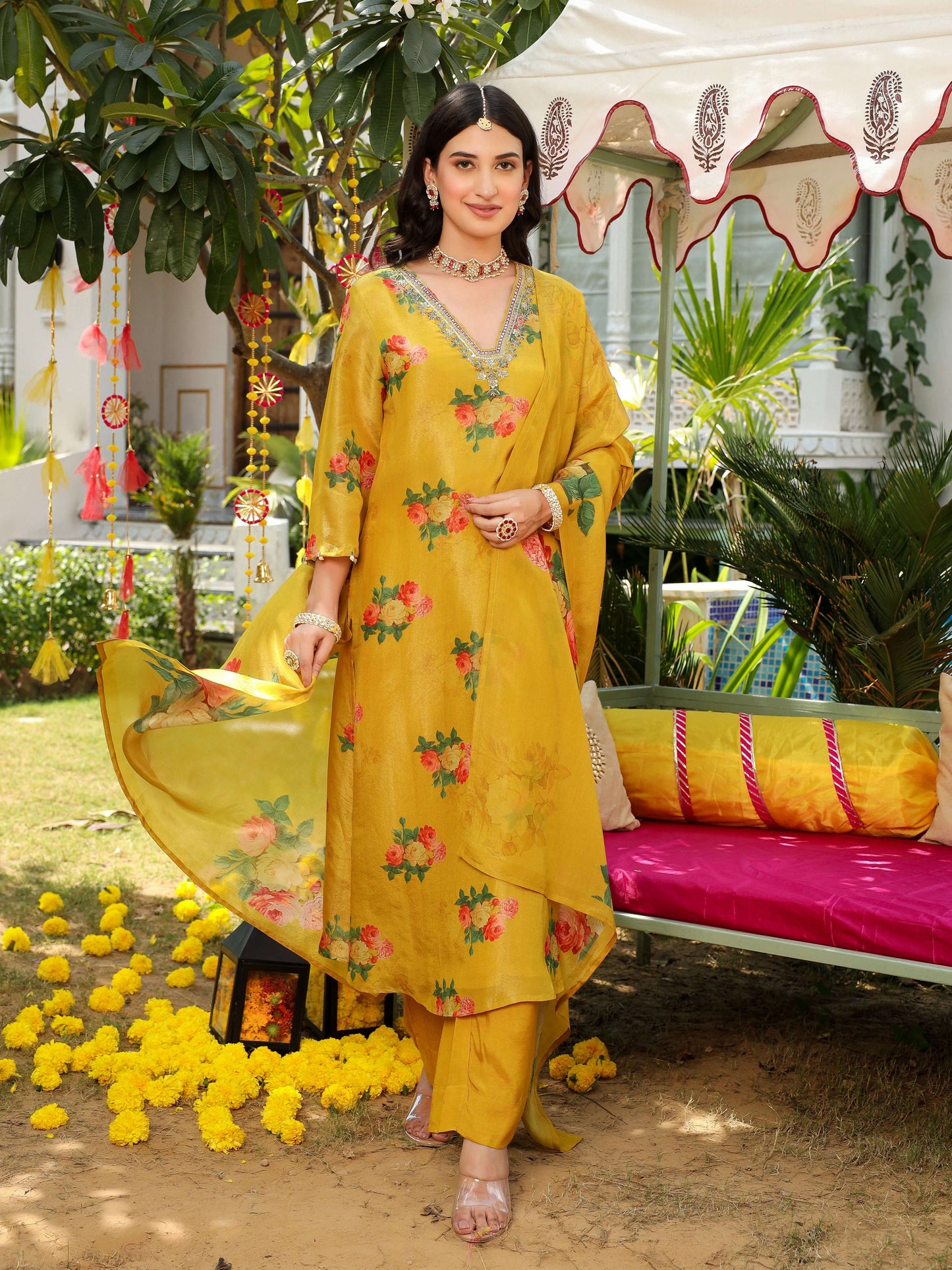 Bright Yellow Straight Suit Set