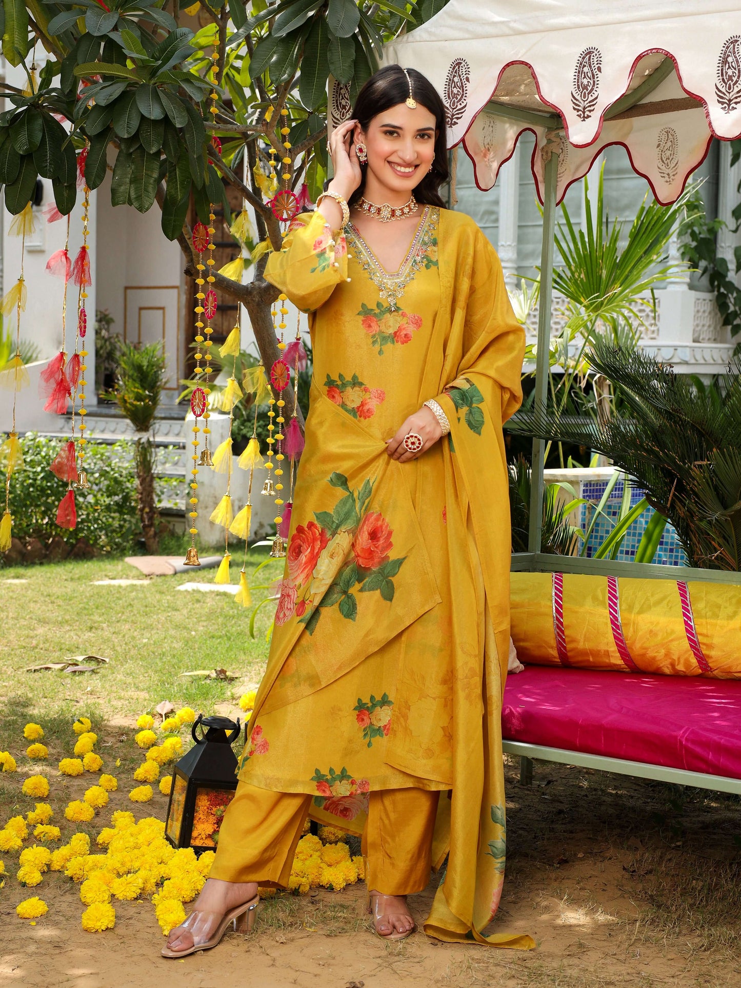 Bright Yellow Straight Suit Set