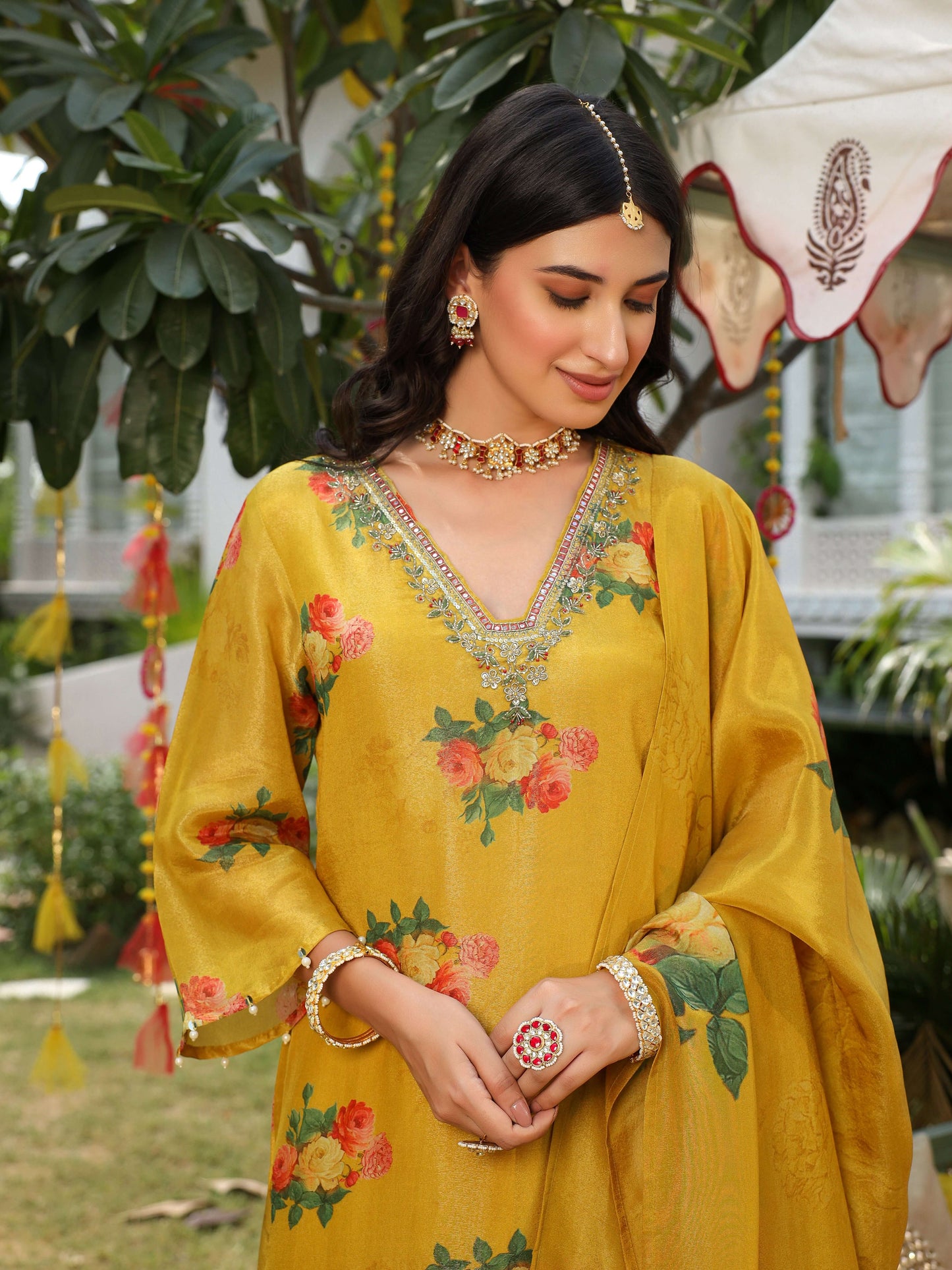 Bright Yellow Straight Suit Set