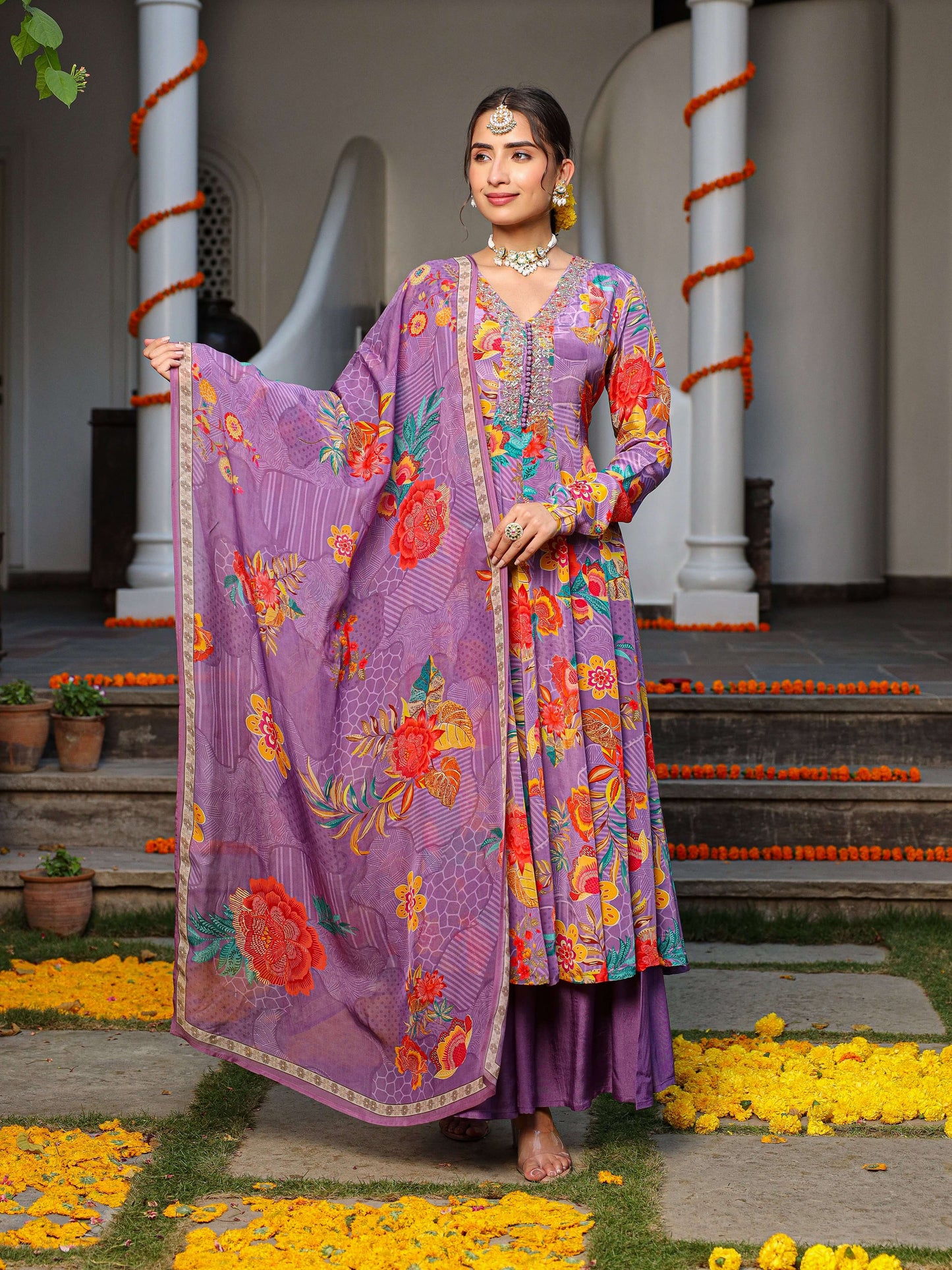 Purple Anarkali set