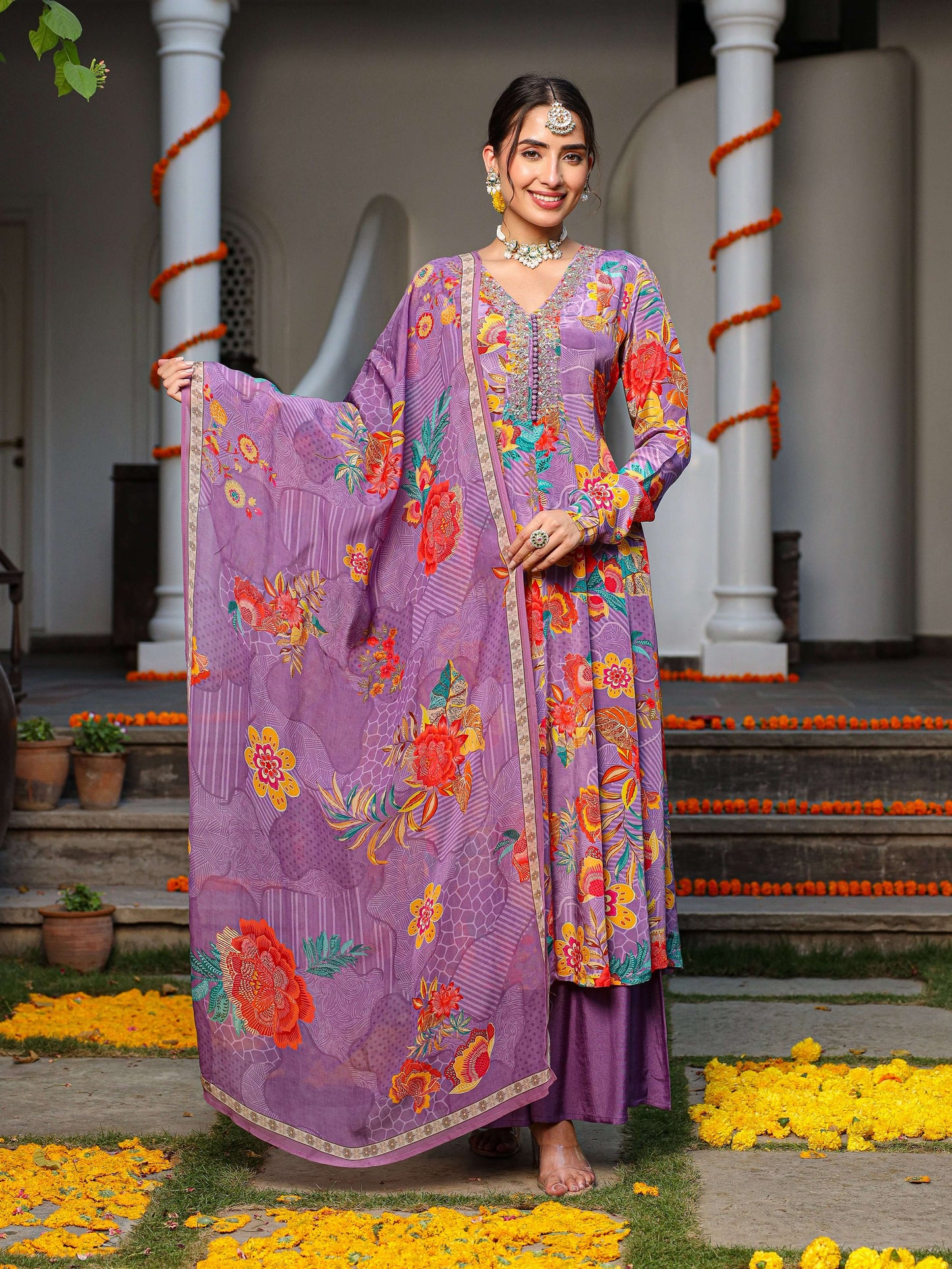 Purple Anarkali set