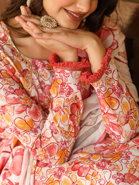 Floral Pink Anarkali Set